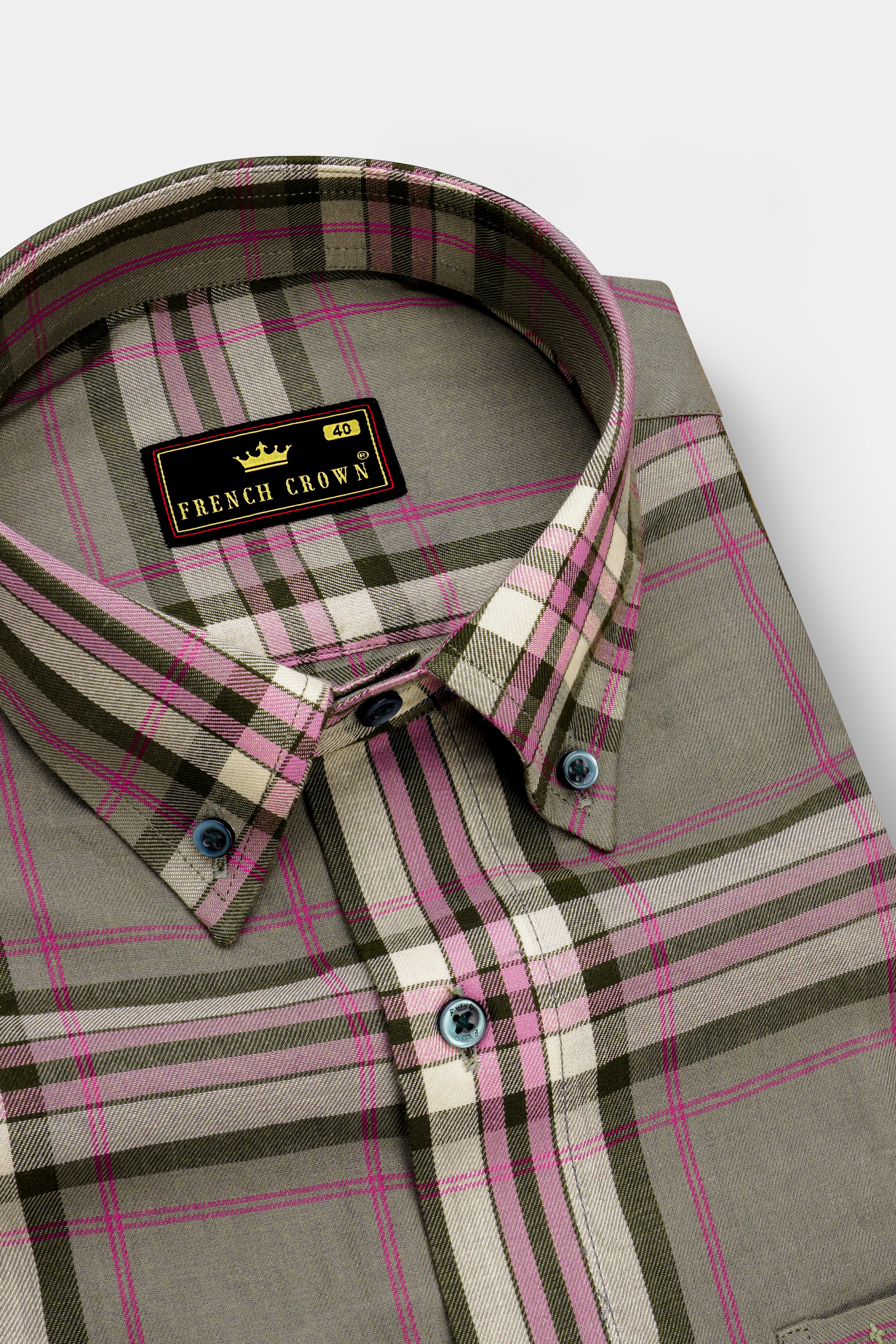 Hurricane Gray Twill Plaid Premium Cotton Shirt