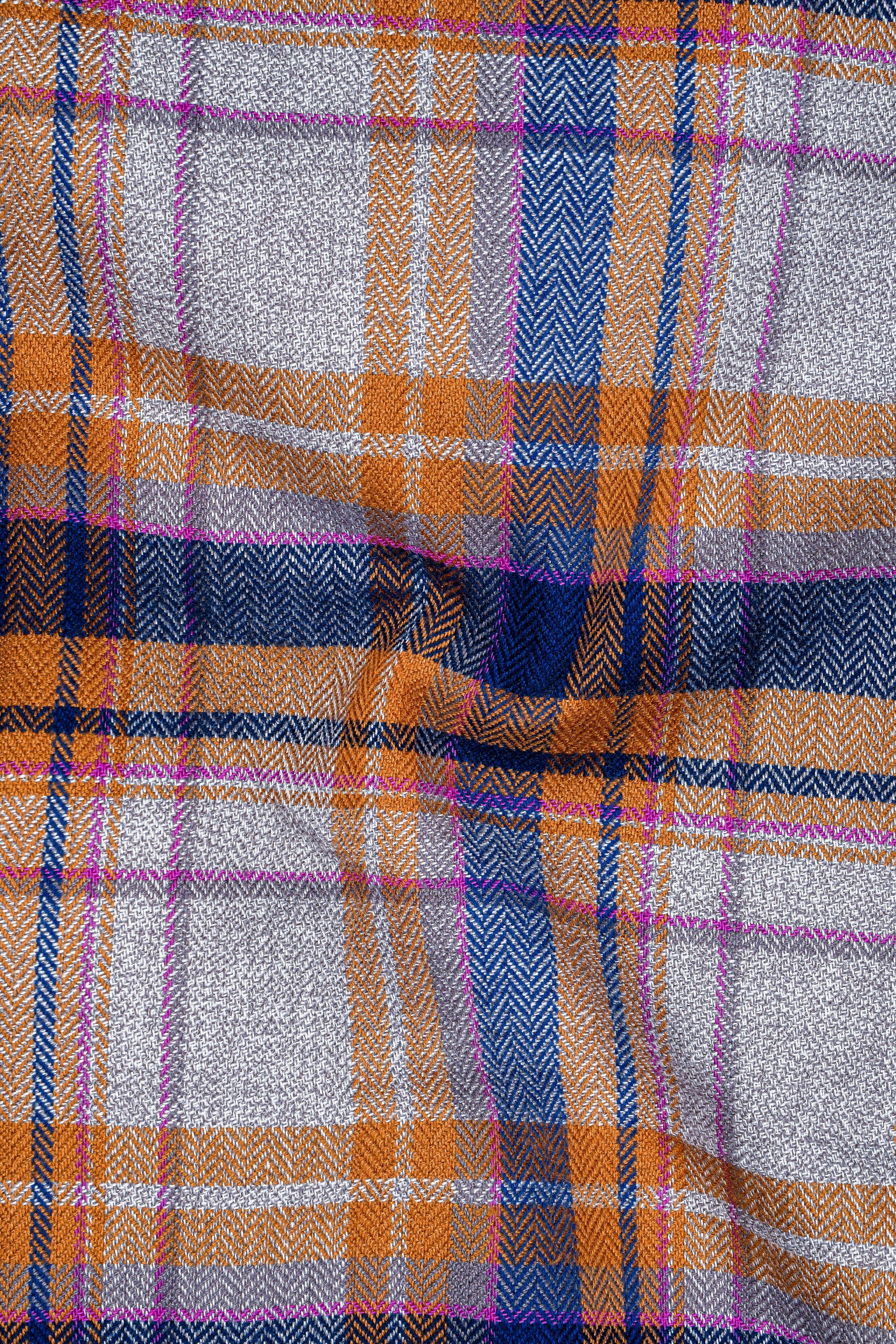 Wisteria Gray with Raw Sienna Plaid Herringbone Shirt