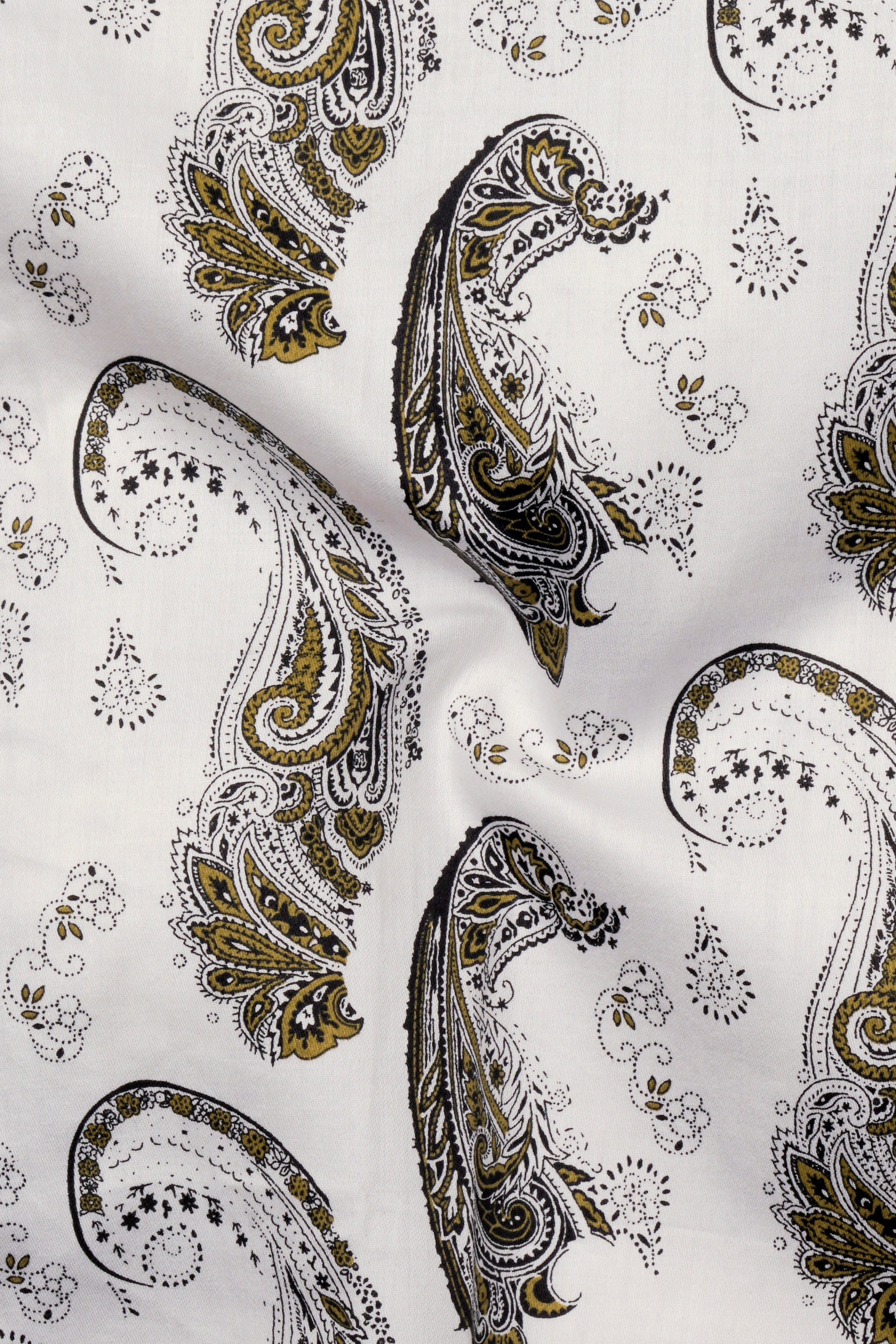 Bright White Paisley Printed Super Soft Premium Cotton Shirt