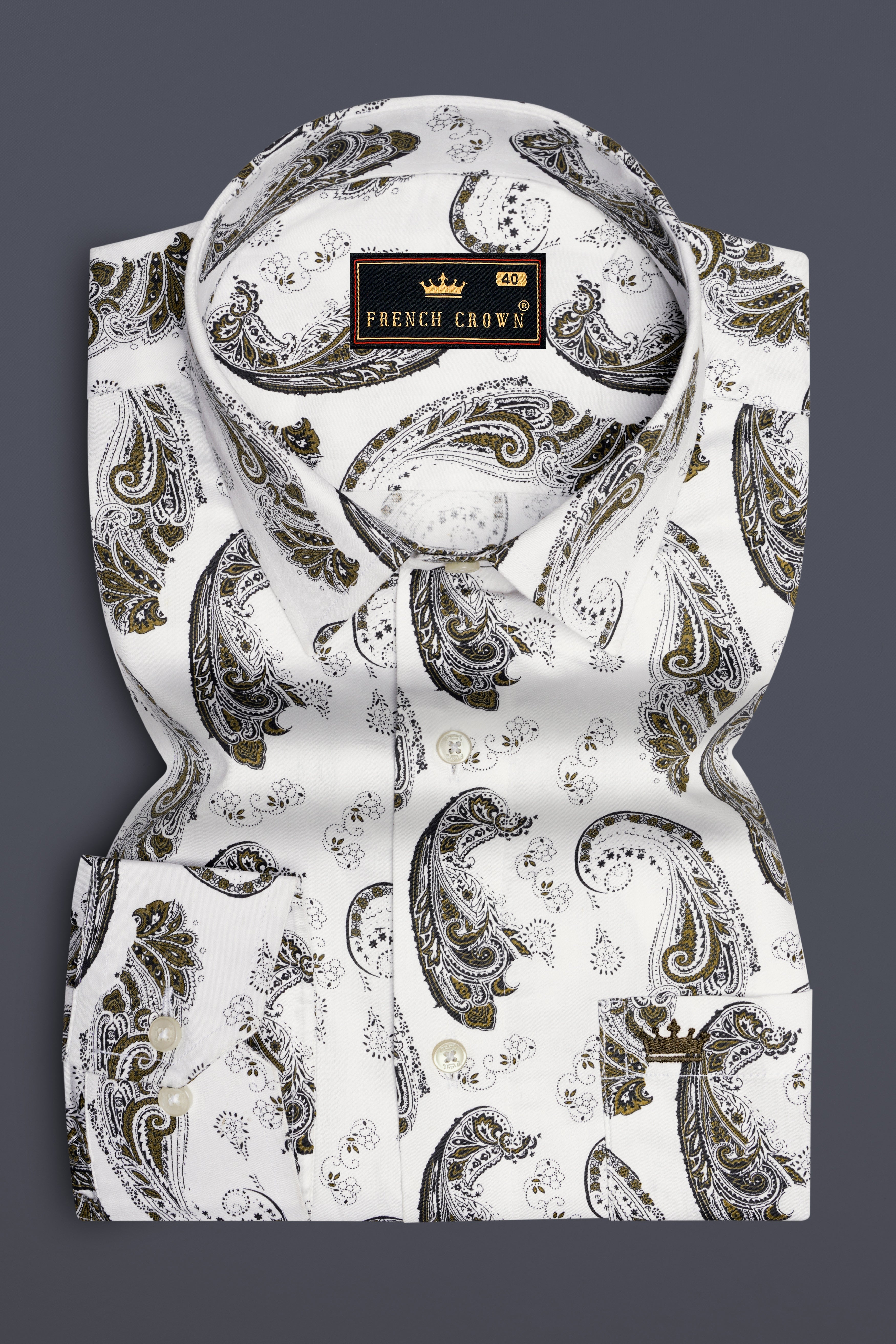 Bright White Paisley Printed Super Soft Premium Cotton Shirt