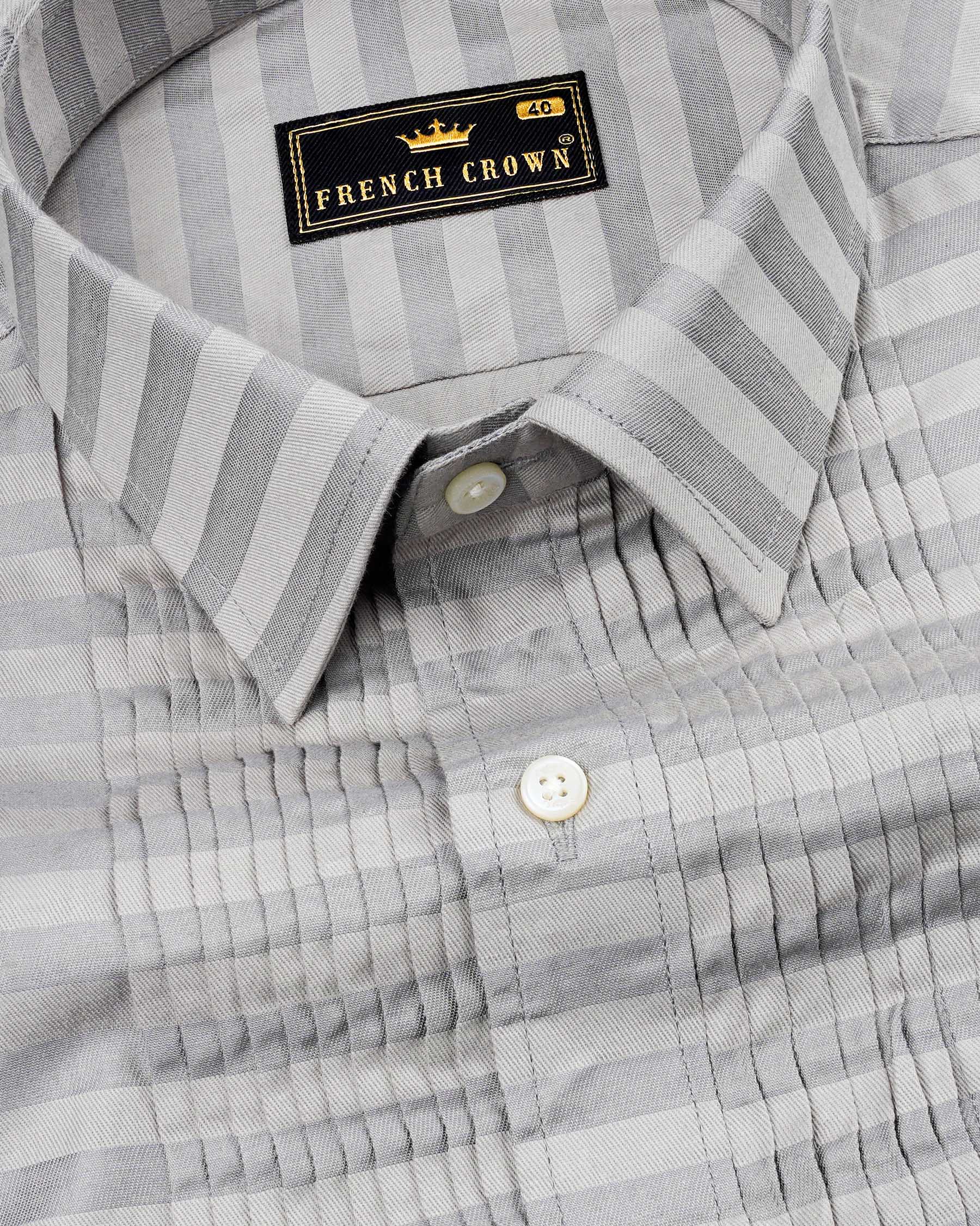 Pale Slate Gray and Mountain Mist Gray Snake Pleated Striped Dobby Shirt 7675-TXD-38, 7675-TXD-H-38, 7675-TXD-39,7675-TXD-H-39, 7675-TXD-40, 7675-TXD-H-40, 7675-TXD-42, 7675-TXD-H-42, 7675-TXD-44, 7675-TXD-H-44, 7675-TXD-46, 7675-TXD-H-46, 7675-TXD-48, 7675-TXD-H-48, 7675-TXD-50, 7675-TXD-H-50, 7675-TXD-52, 7675-TXD-H-52