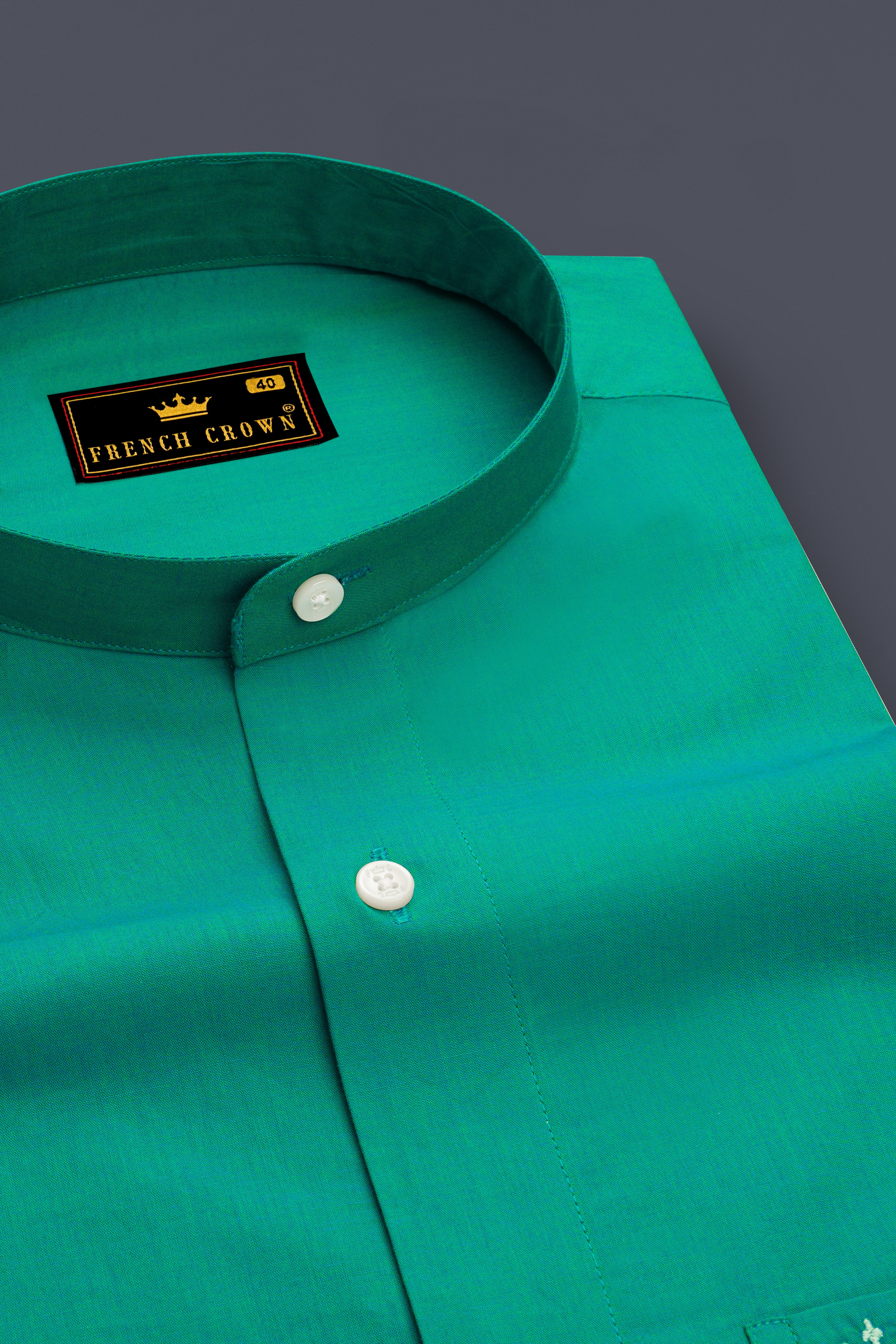 Teal Green Chambray Textured Premium Cotton Shirt