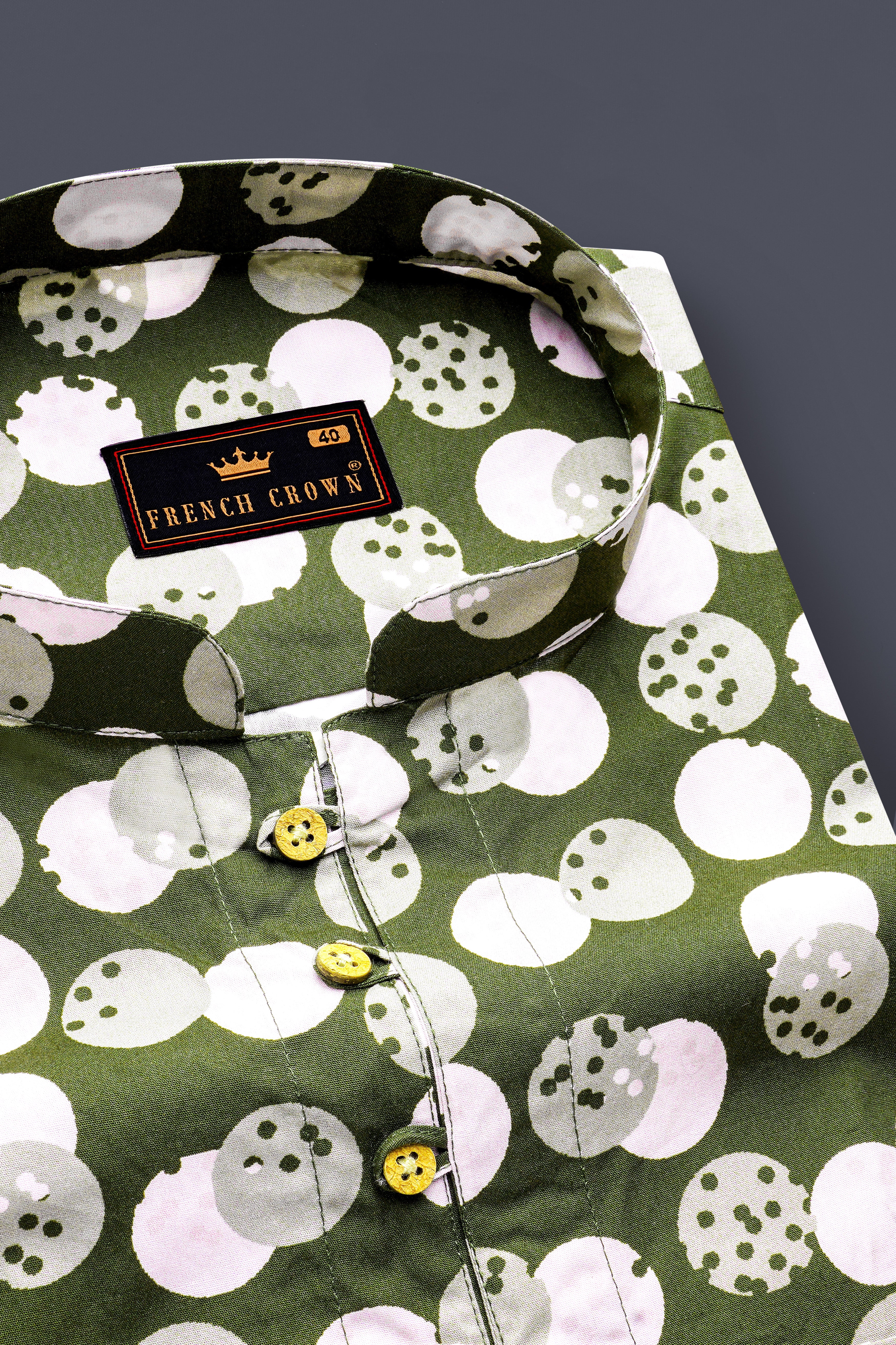 Rifle Green Polka Dots Kurta Shirt