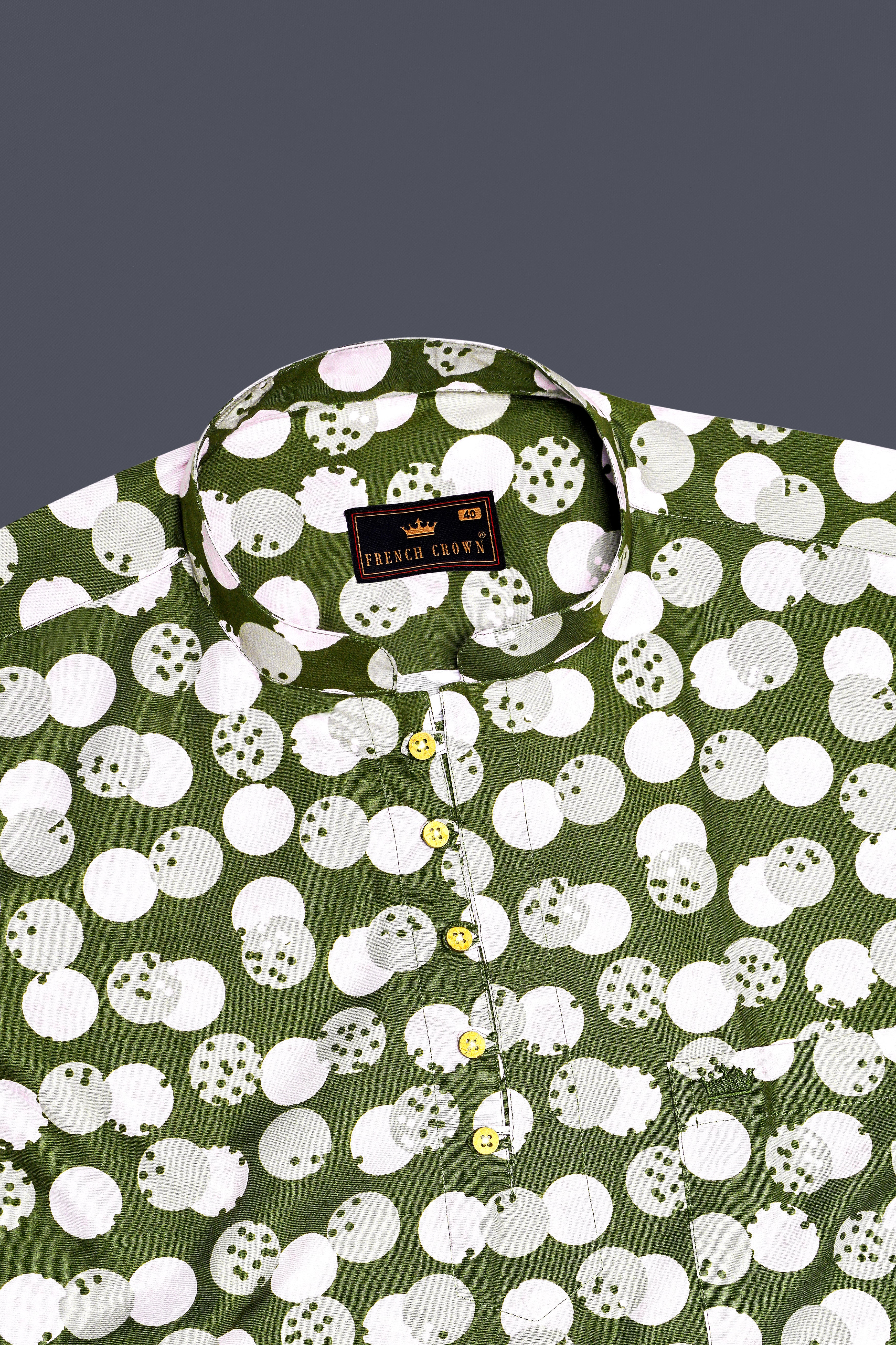 Rifle Green Polka Dots Kurta Shirt