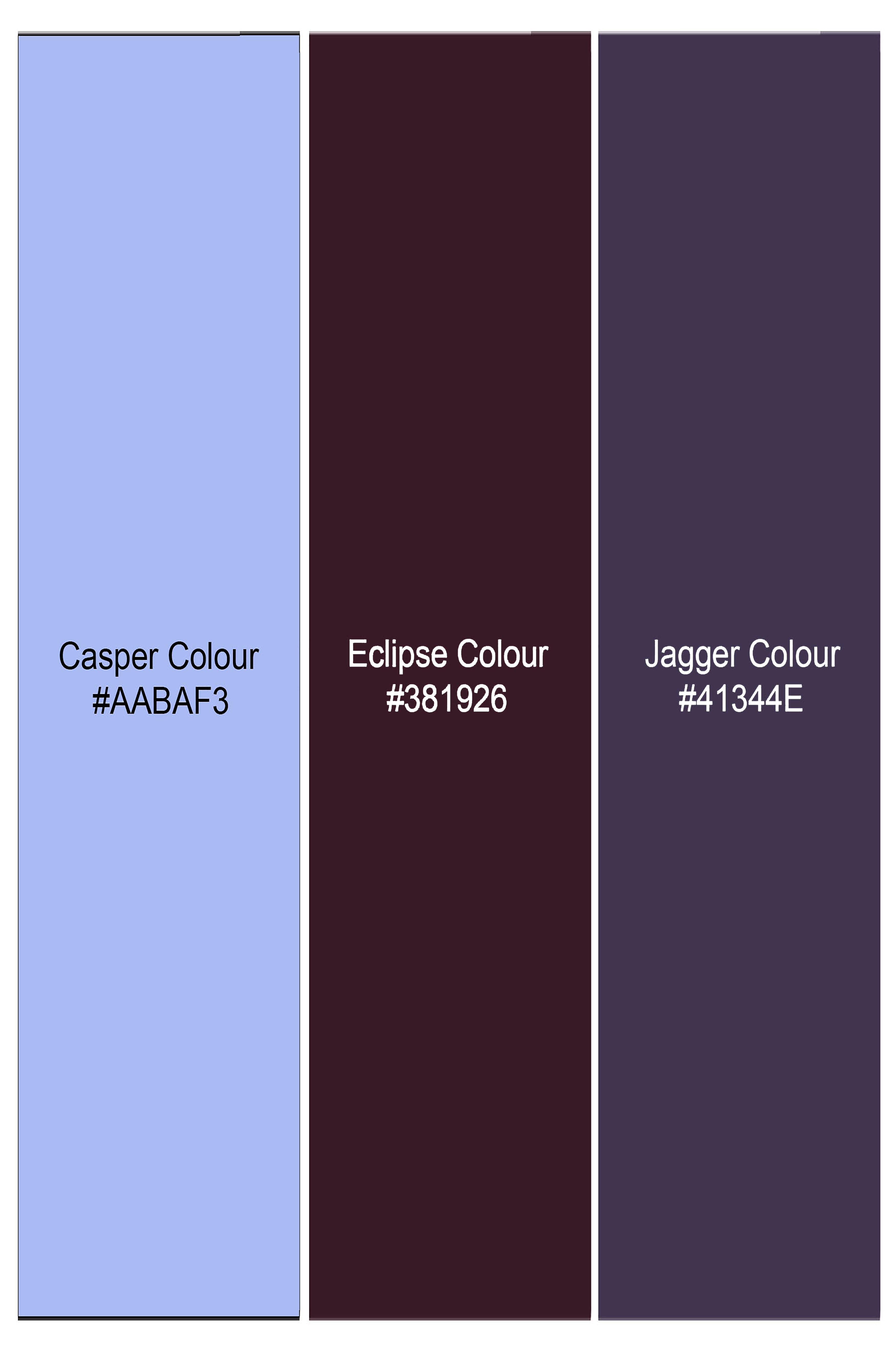 Casper Blue And Eclipse Wine Bird Embroidered Jacquard Textured Premium Cotton Designer Shirt.