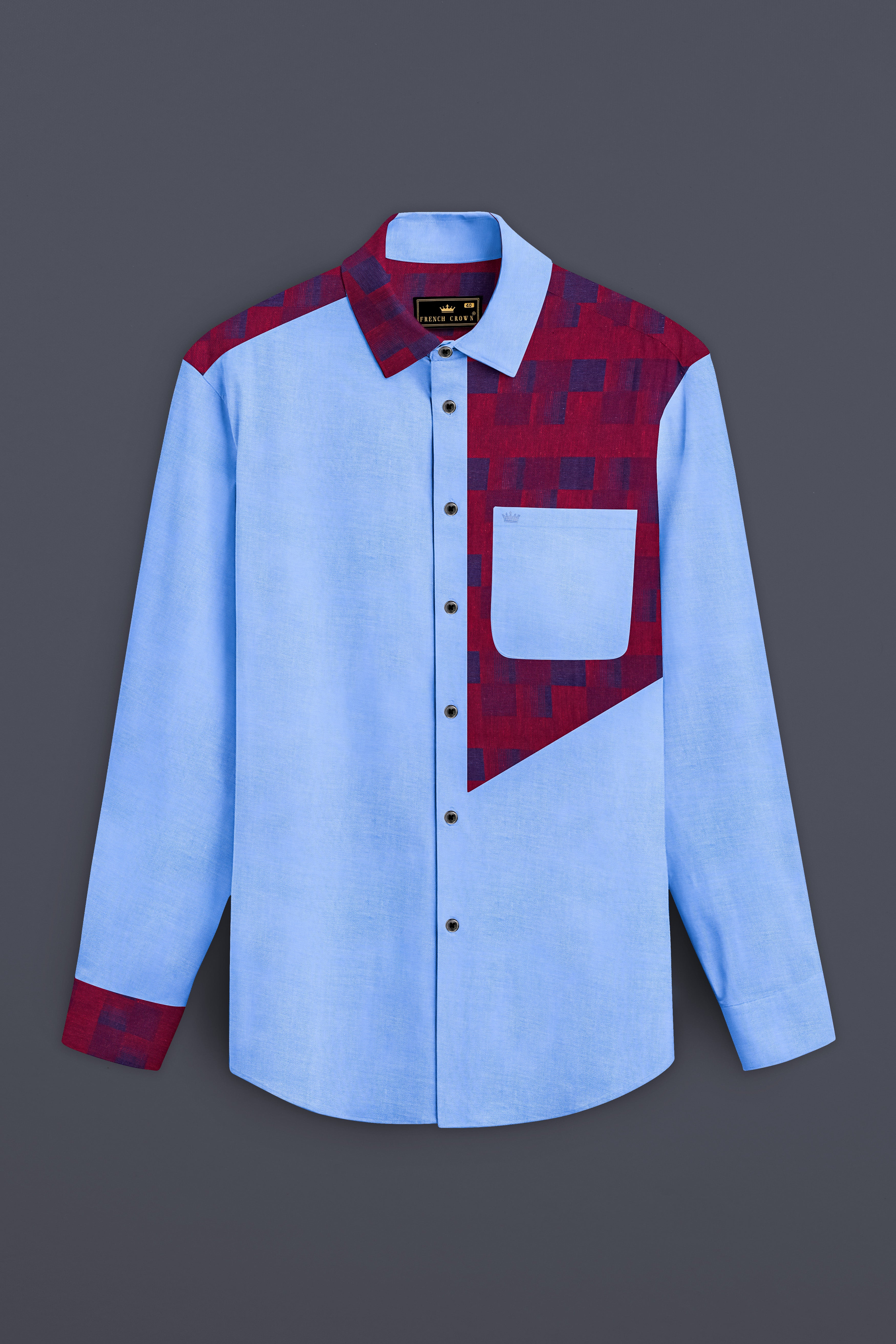 Casper Blue Jacquard Textured Premium Giza Cotton Designer Shirt