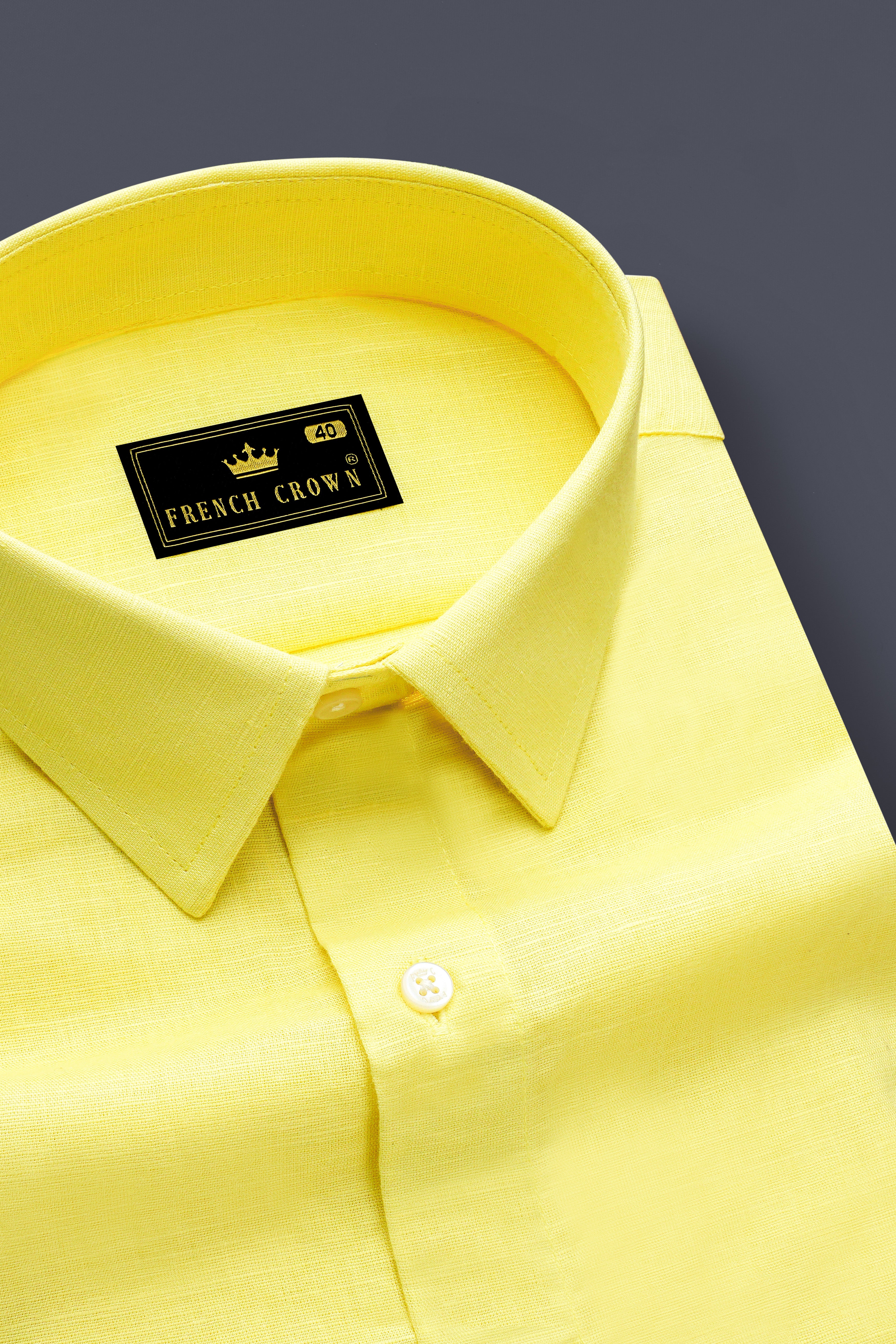 Blond Yellow with Bondi Blue Luxurious Linen Designer Shirt