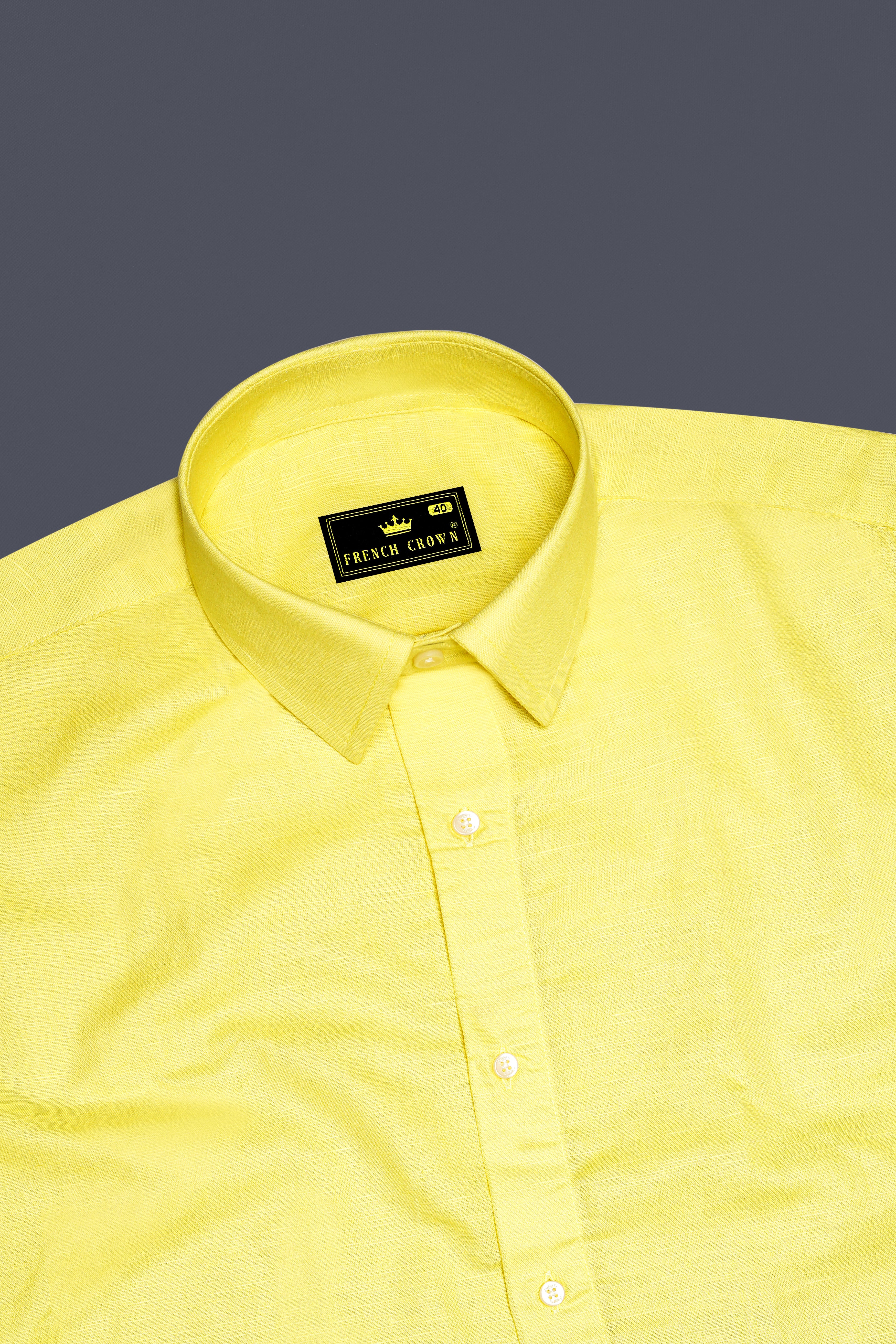 Blond Yellow with Bondi Blue Luxurious Linen Designer Shirt