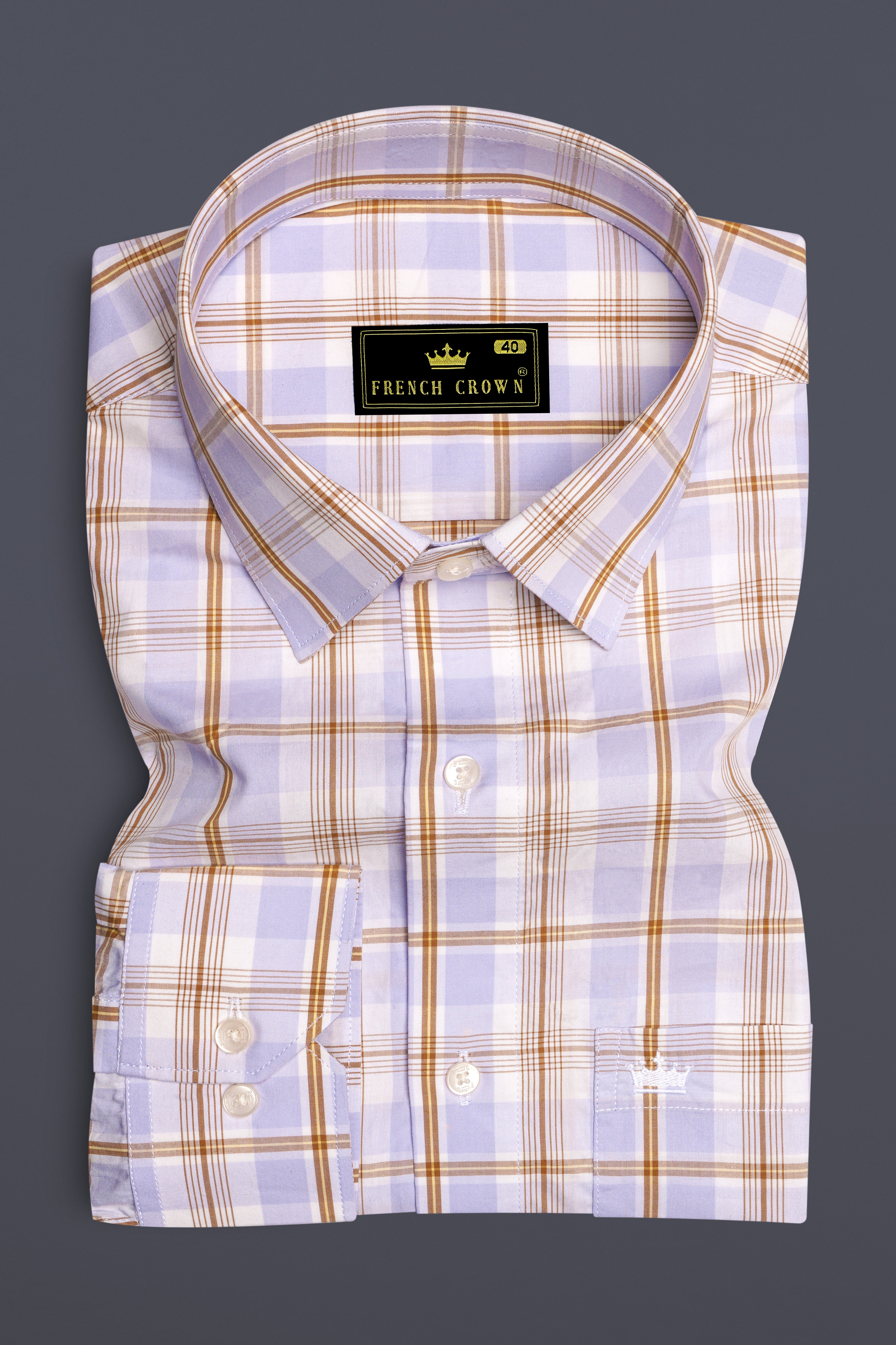 Mischka Light Violet and White Plaid Premium Cotton Shirt