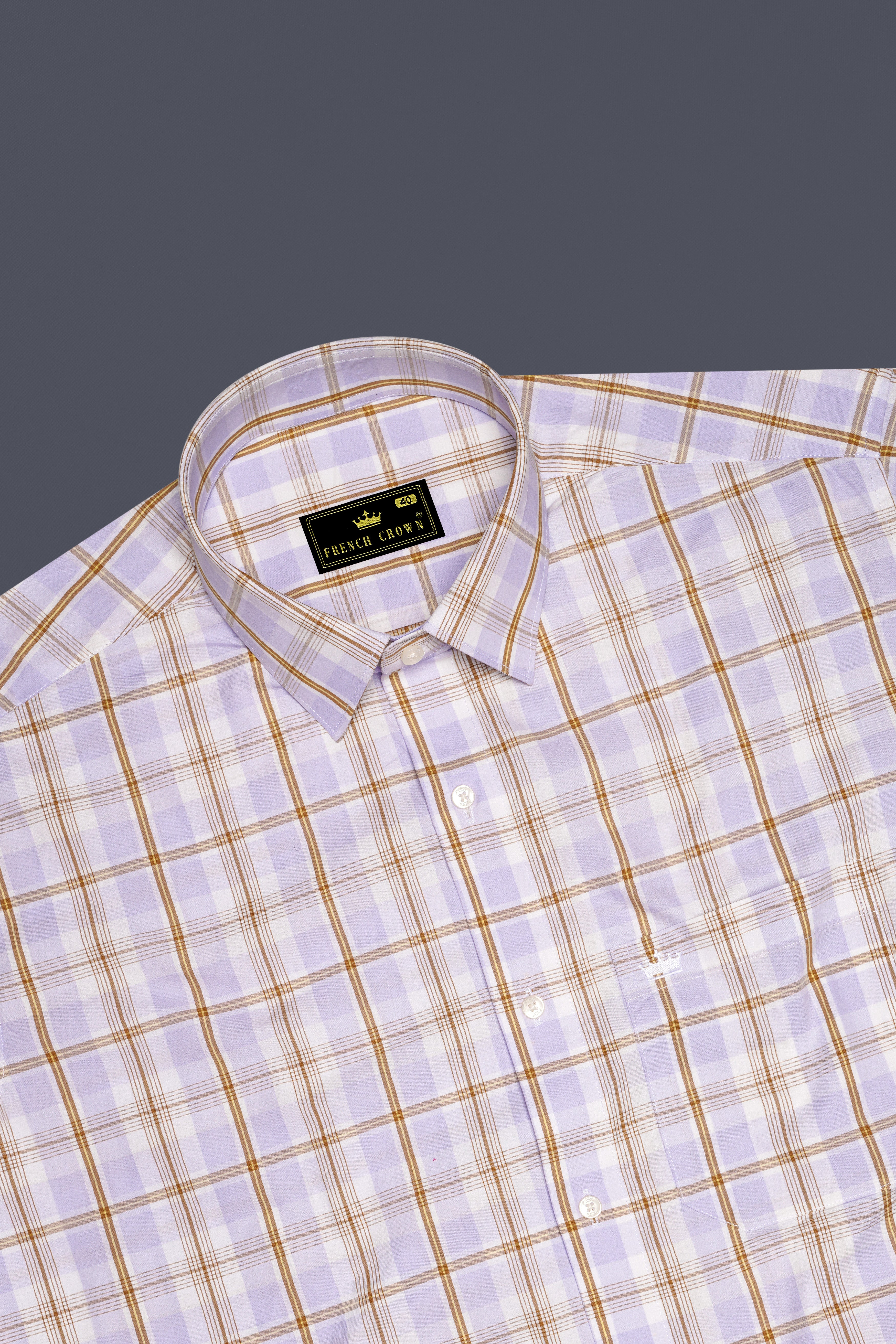 Mischka Light Violet and White Plaid Premium Cotton Shirt