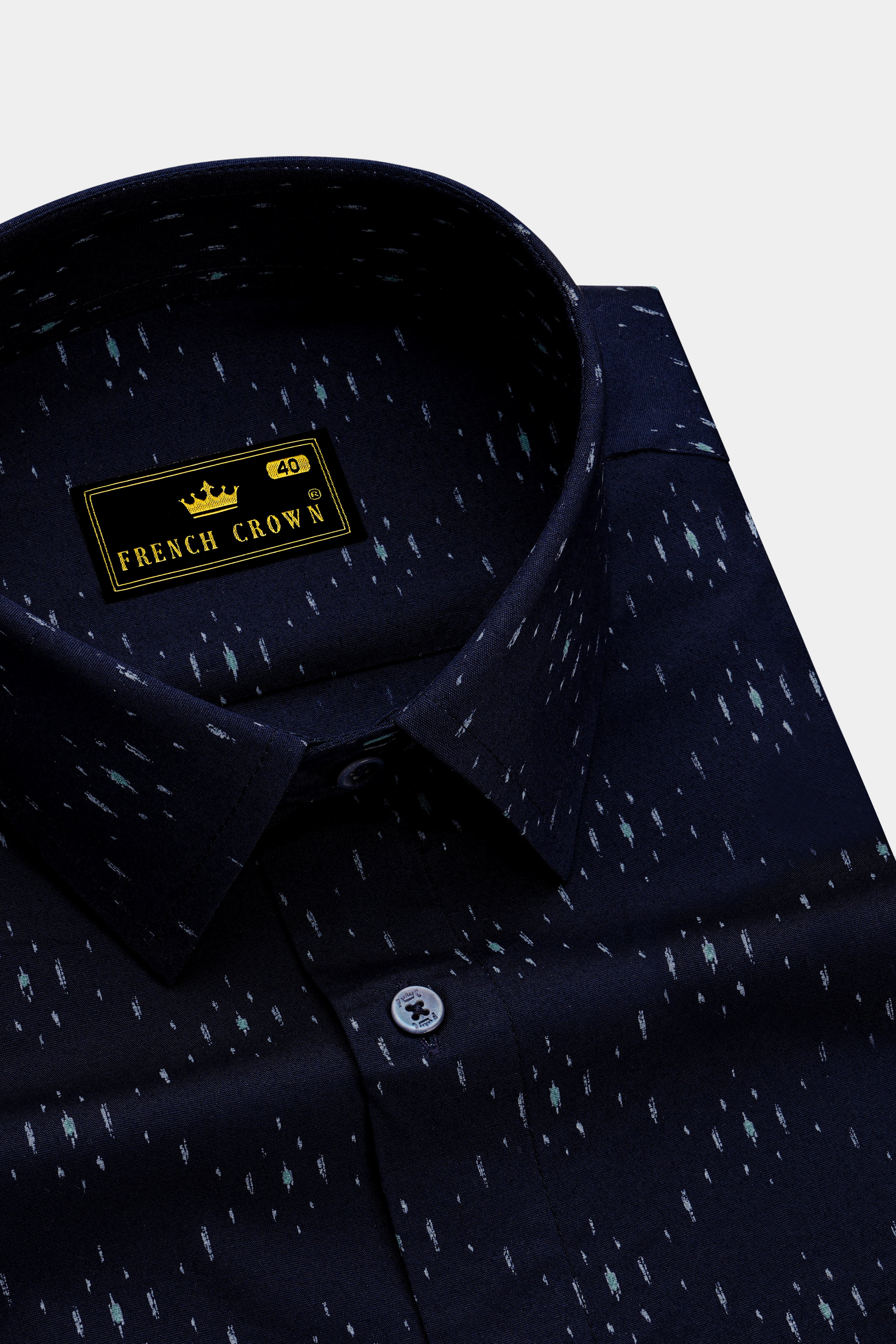 Ebony Blue Printed Premium Cotton Shirt