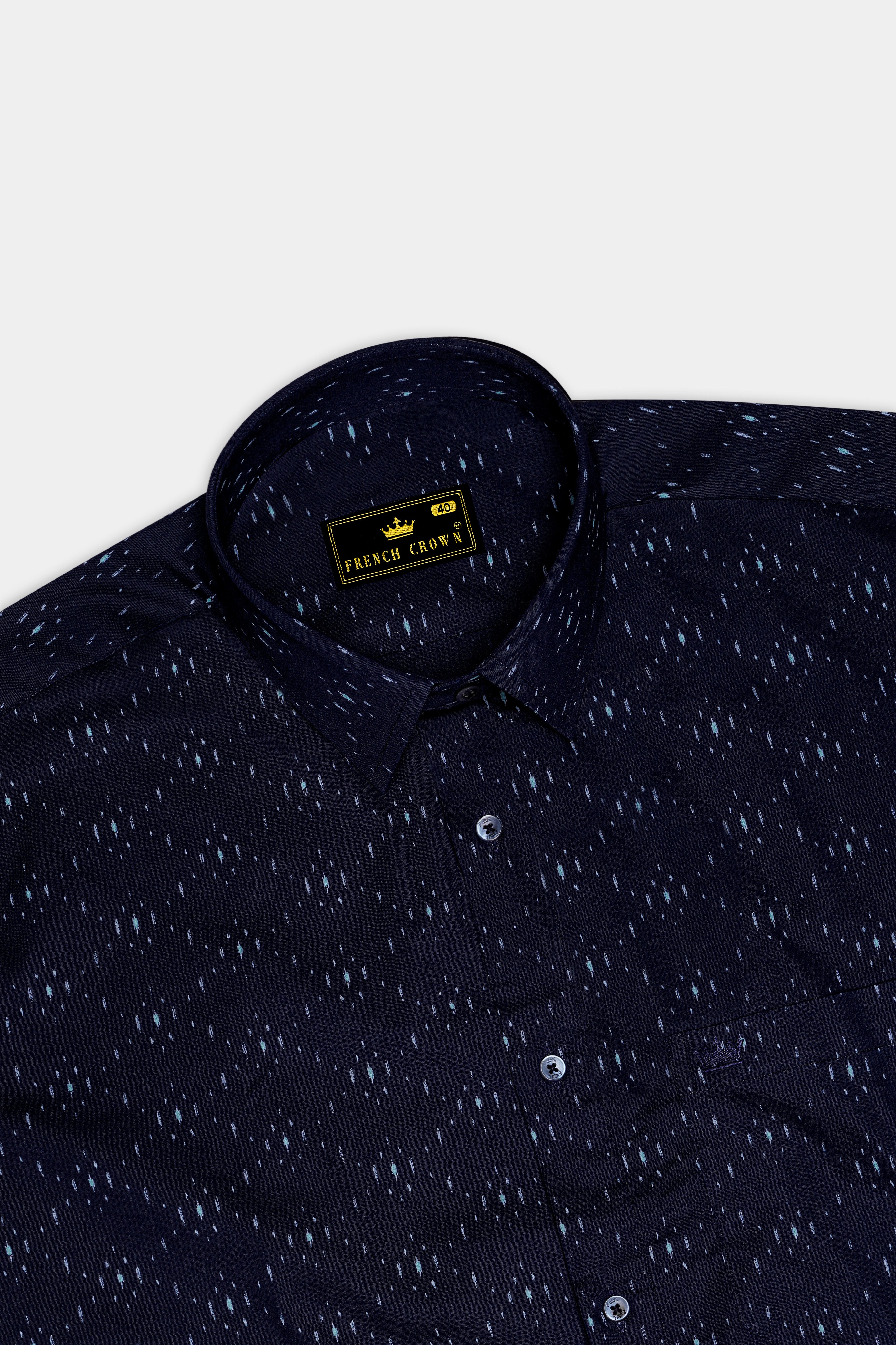 Ebony Blue Printed Premium Cotton Shirt