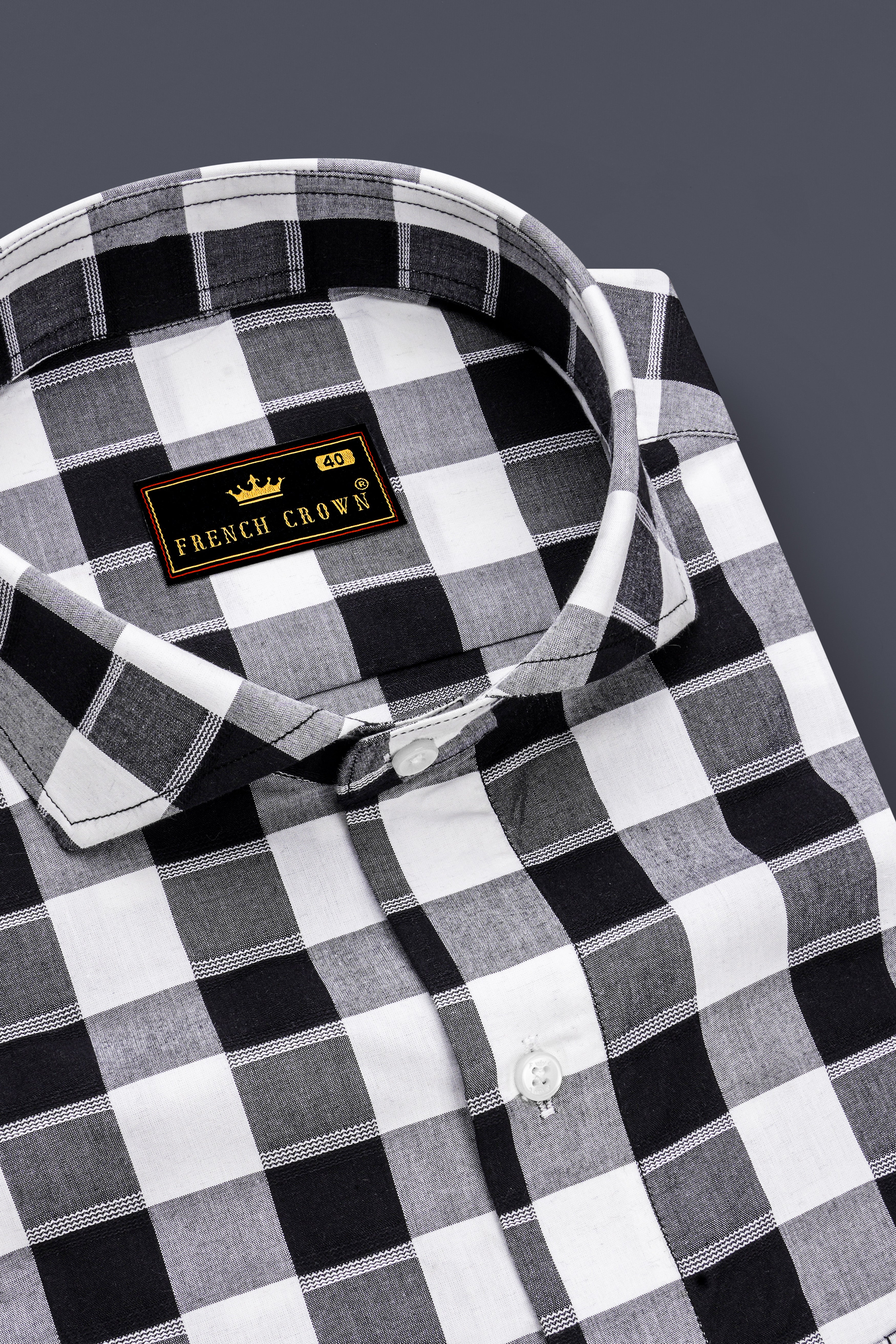 Bright White and Blue Checked Dobby Premium Giza Cotton Shirt