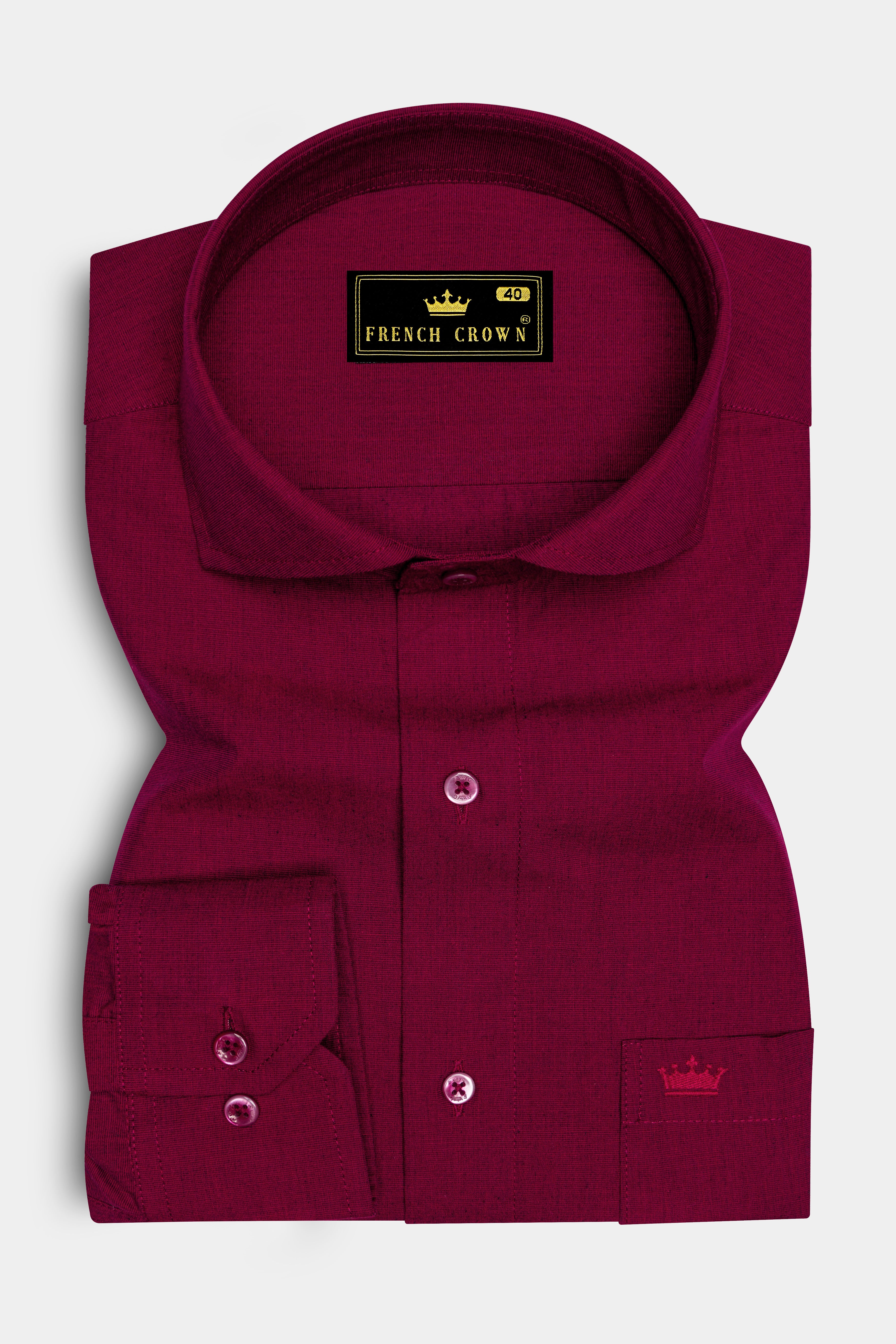 Scarlet Red Chambray Textured Premium Cotton Shirt