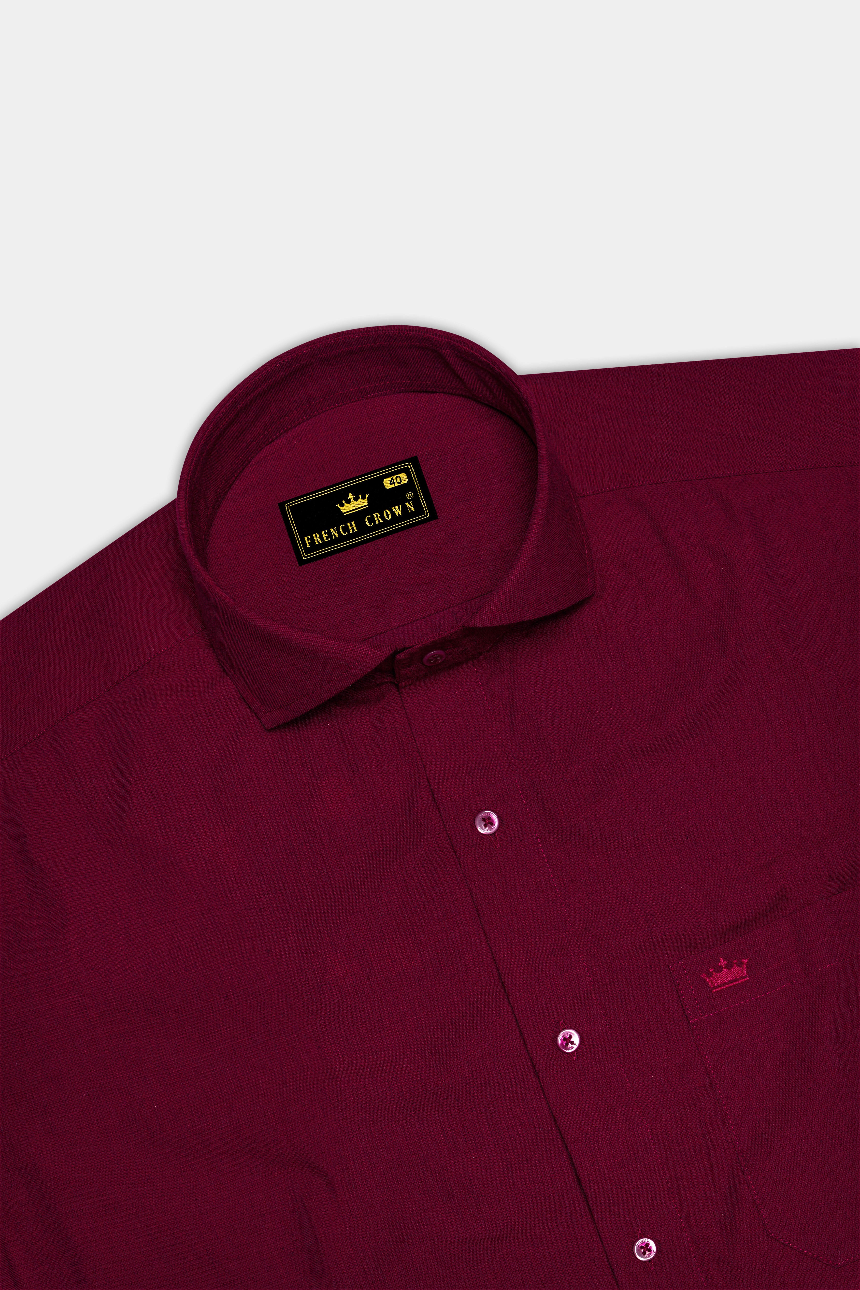 Scarlet Red Chambray Textured Premium Cotton Shirt