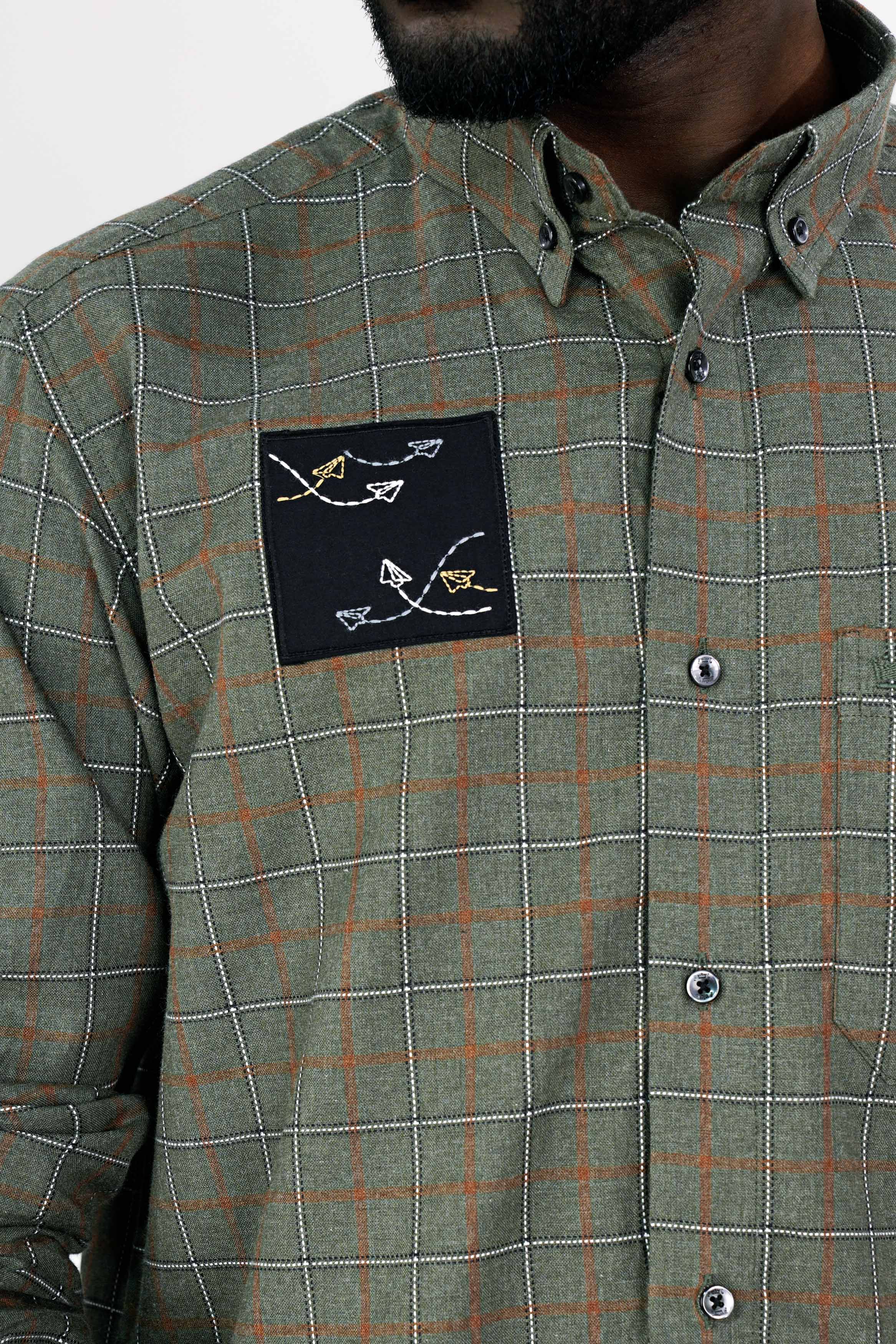 Stonewall Green and Brownish Checkered with Funky Patchwork Dobby Textured Premium Giza Cotton Designer Shirt 7840-BD-BLK-E164-38, 7840-BD-BLK-E164-H-38, 7840-BD-BLK-E164-39, 7840-BD-BLK-E164-H-39, 7840-BD-BLK-E164-40, 7840-BD-BLK-E164-H-40, 7840-BD-BLK-E164-42, 7840-BD-BLK-E164-H-42, 7840-BD-BLK-E164-44, 7840-BD-BLK-E164-H-44, 7840-BD-BLK-E164-46, 7840-BD-BLK-E164-H-46, 7840-BD-BLK-E164-48, 7840-BD-BLK-E164-H-48, 7840-BD-BLK-E164-50, 7840-BD-BLK-E164-H-50, 7840-BD-BLK-E164-52, 7840-BD-BLK-E164-H-52