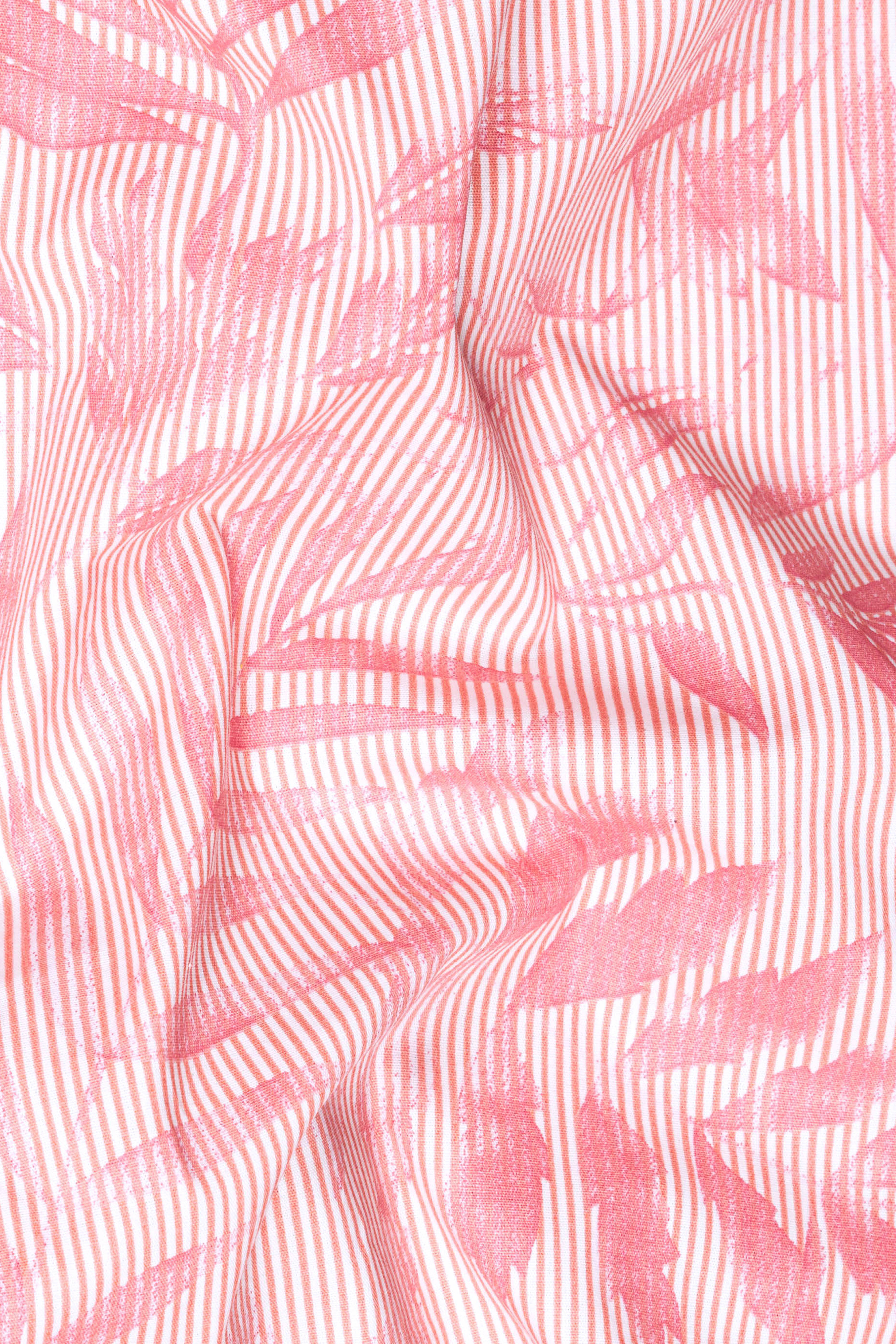 Salmon Peach with Flamingo Bird Embroidered Premium Cotton Designer Shirt