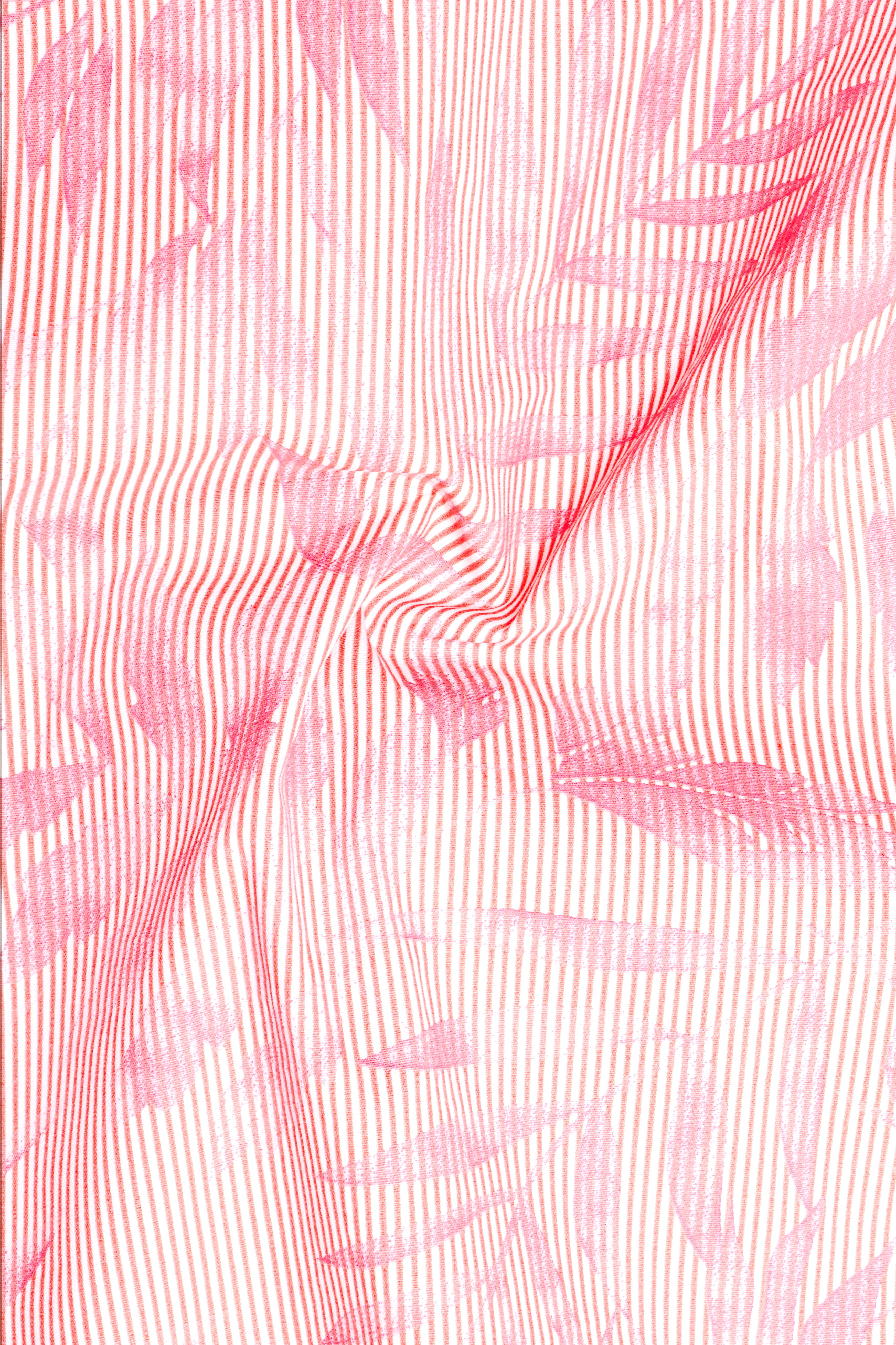 Salmon Peach Leaves Printed Premium Cotton Designer Shirt