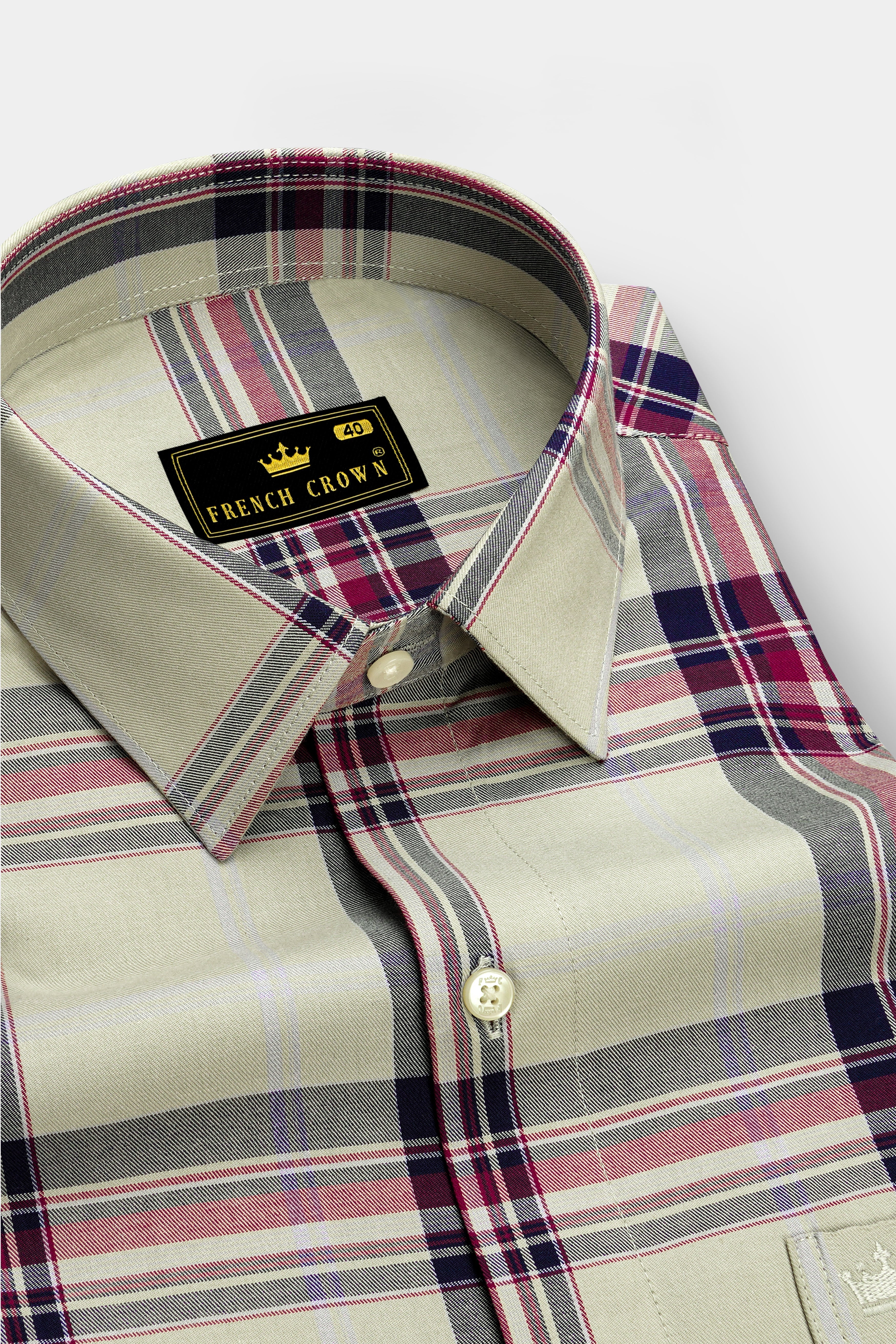 Ash Green Plaid Twill Premium Cotton Shirt
