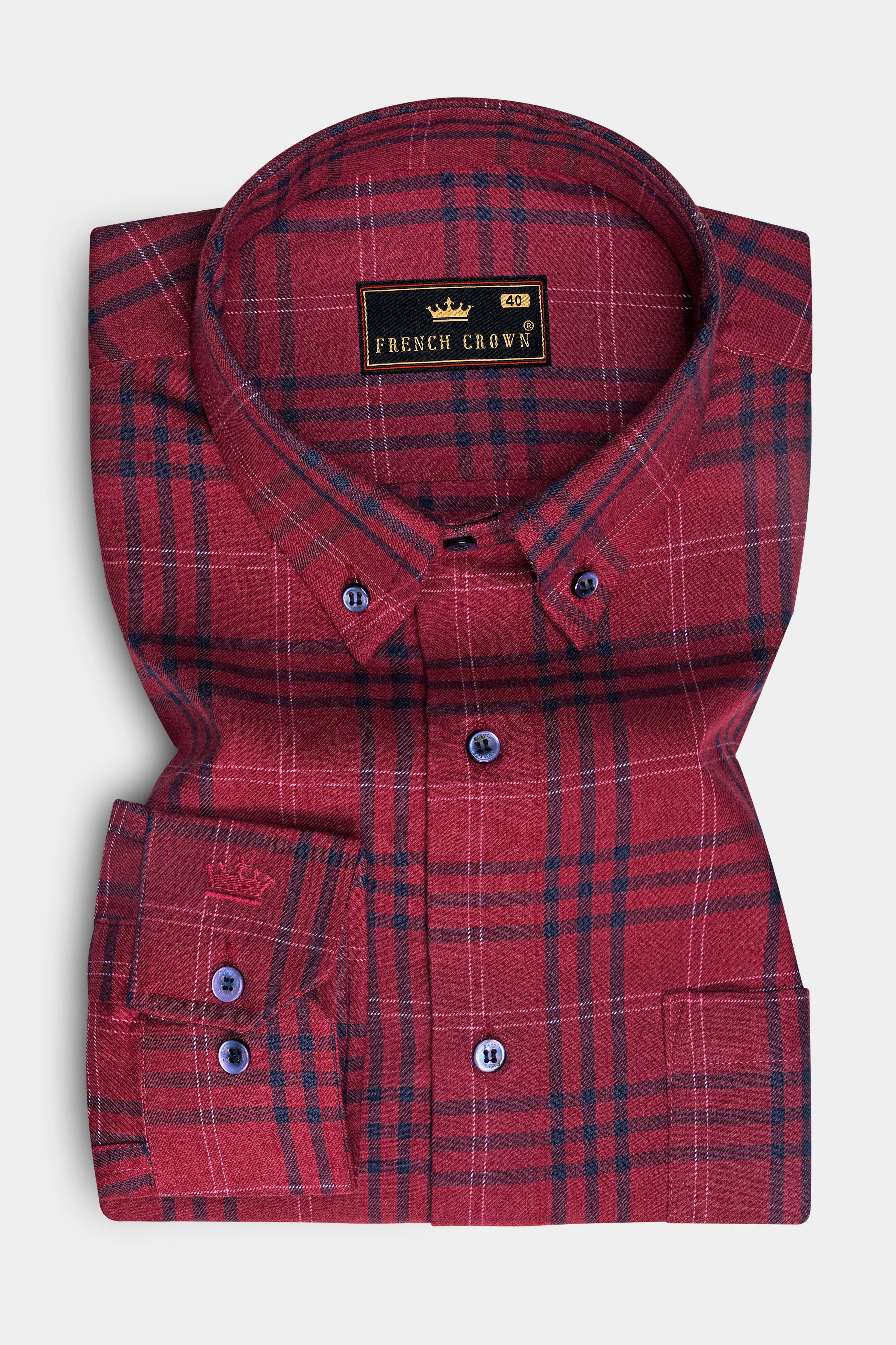 Camelot Red Plaid Twill Premium Cotton Shirt