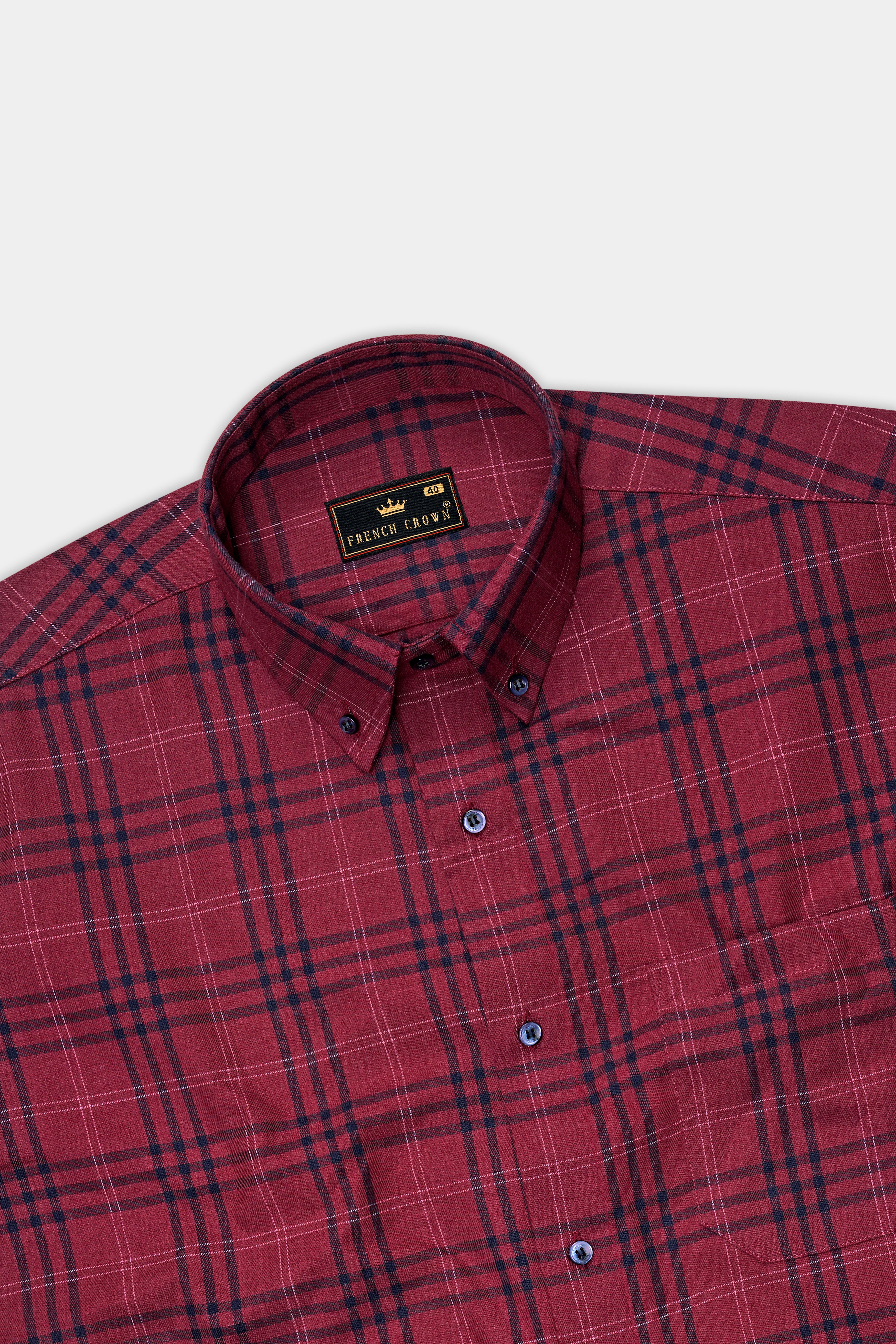 Camelot Red Plaid Twill Premium Cotton Shirt