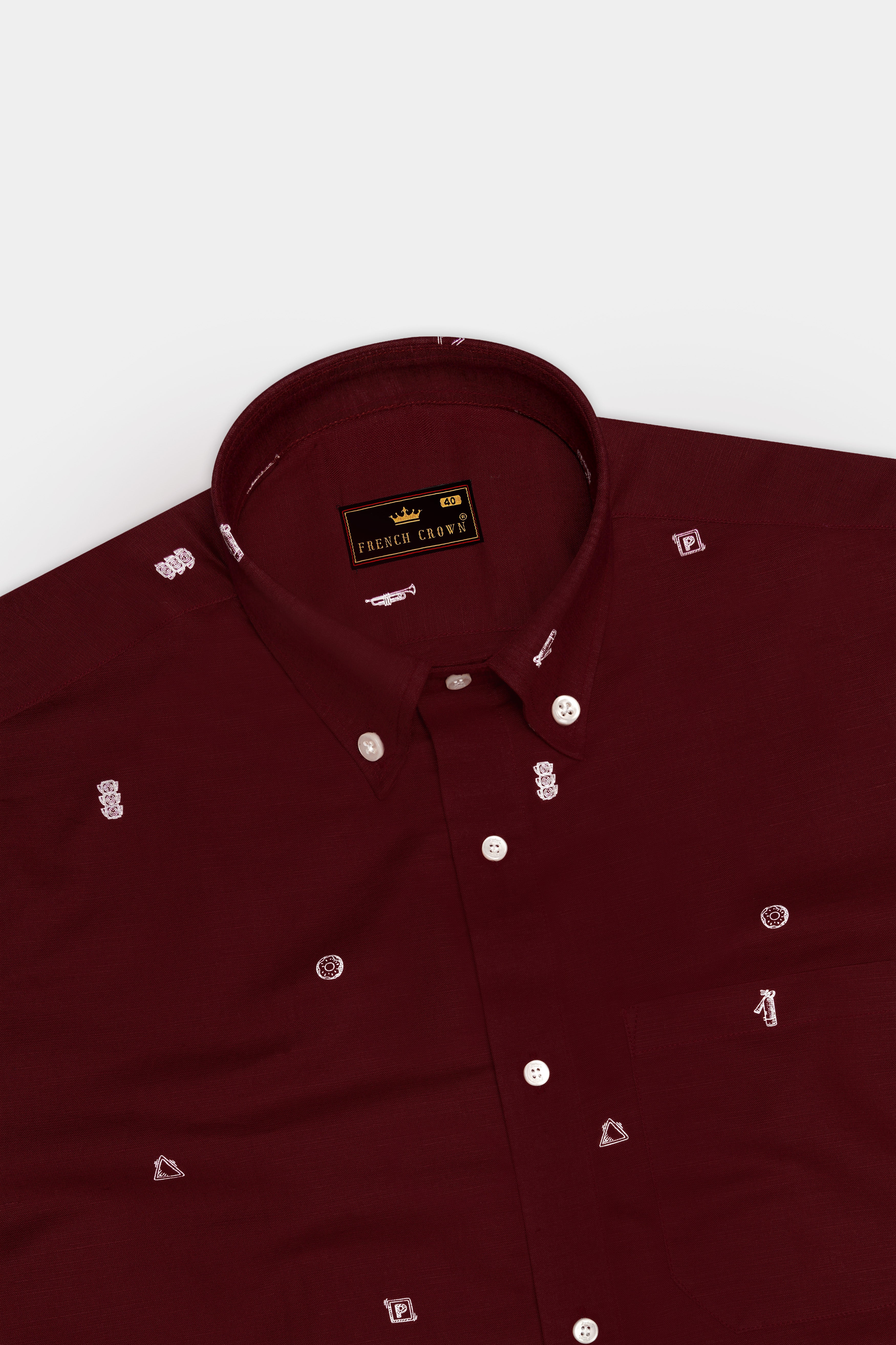 Espresso Red Print Luxurious Linen Shirt