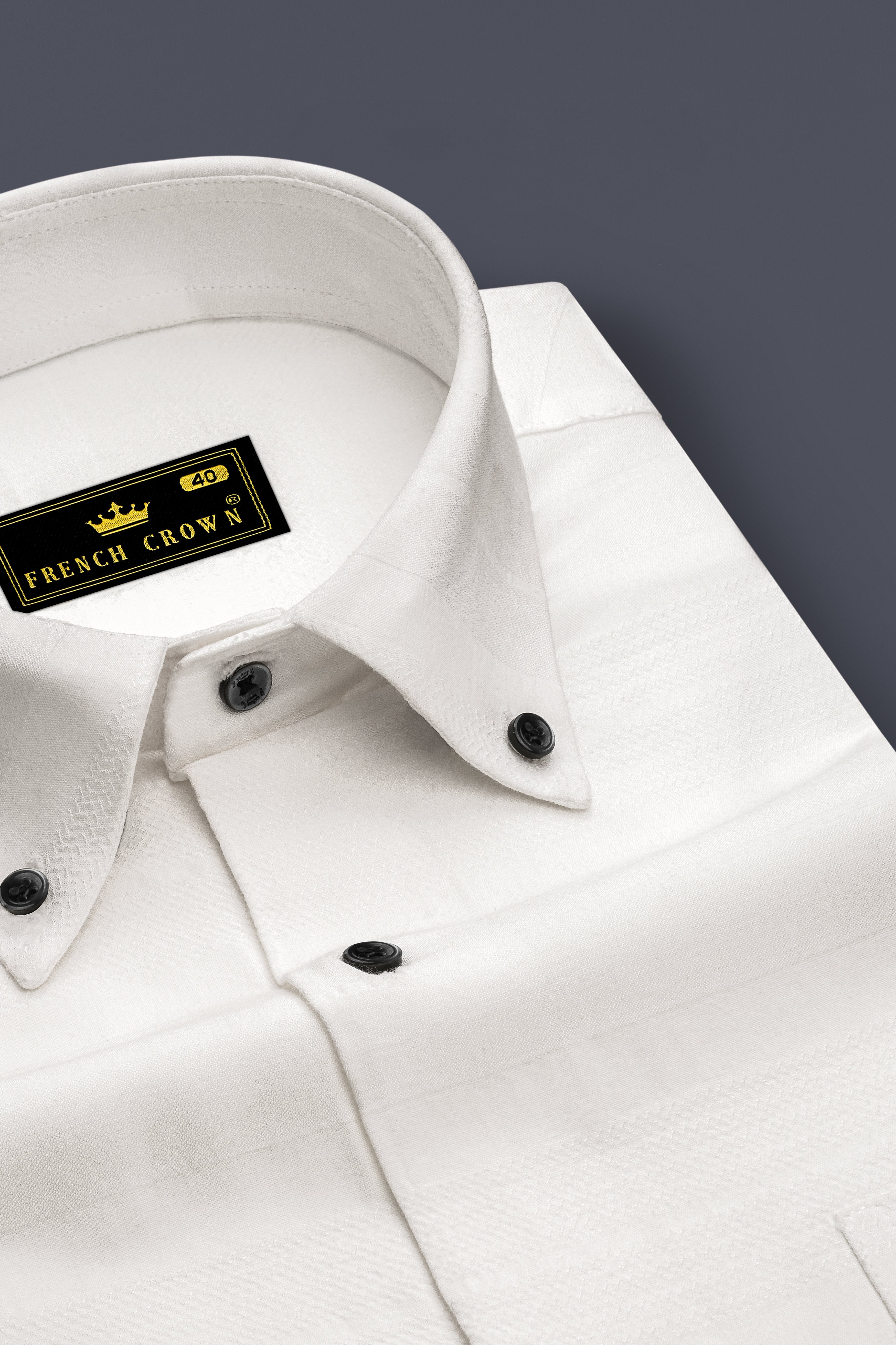 Bright White Dobby Textured Premium Giza Cotton Shirt