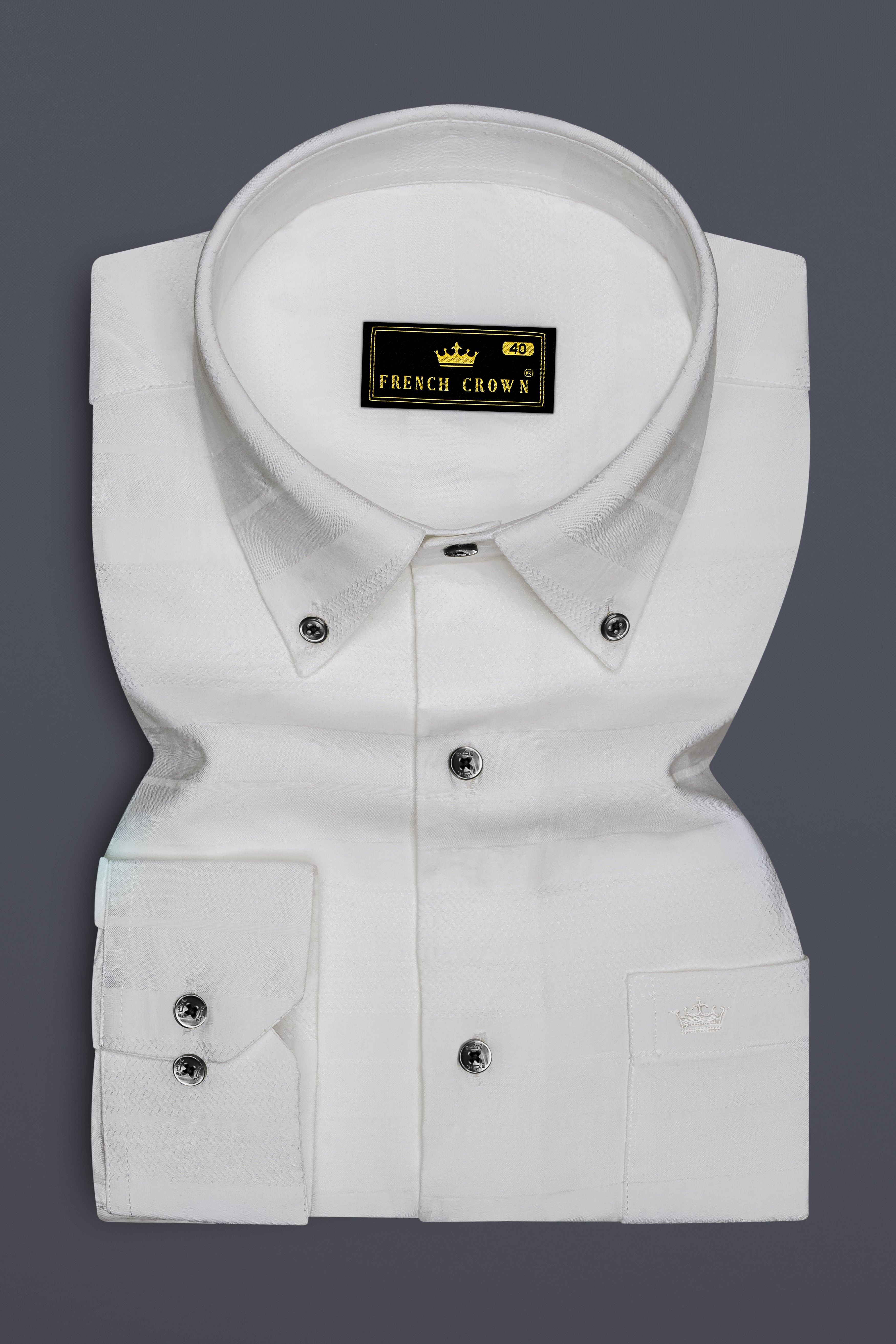 Bright White Dobby Textured Premium Giza Cotton Shirt