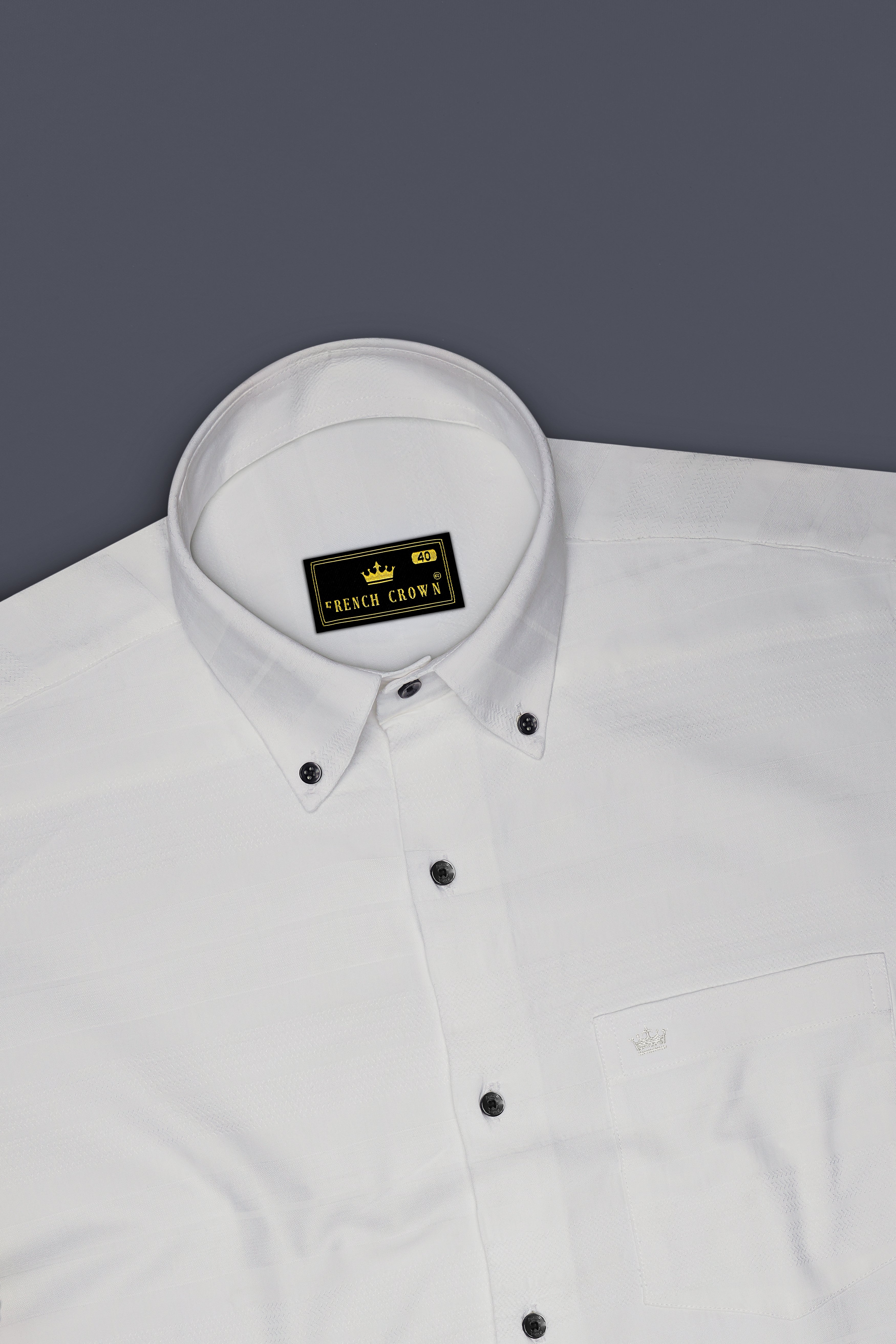 Bright White Dobby Textured Premium Giza Cotton Shirt