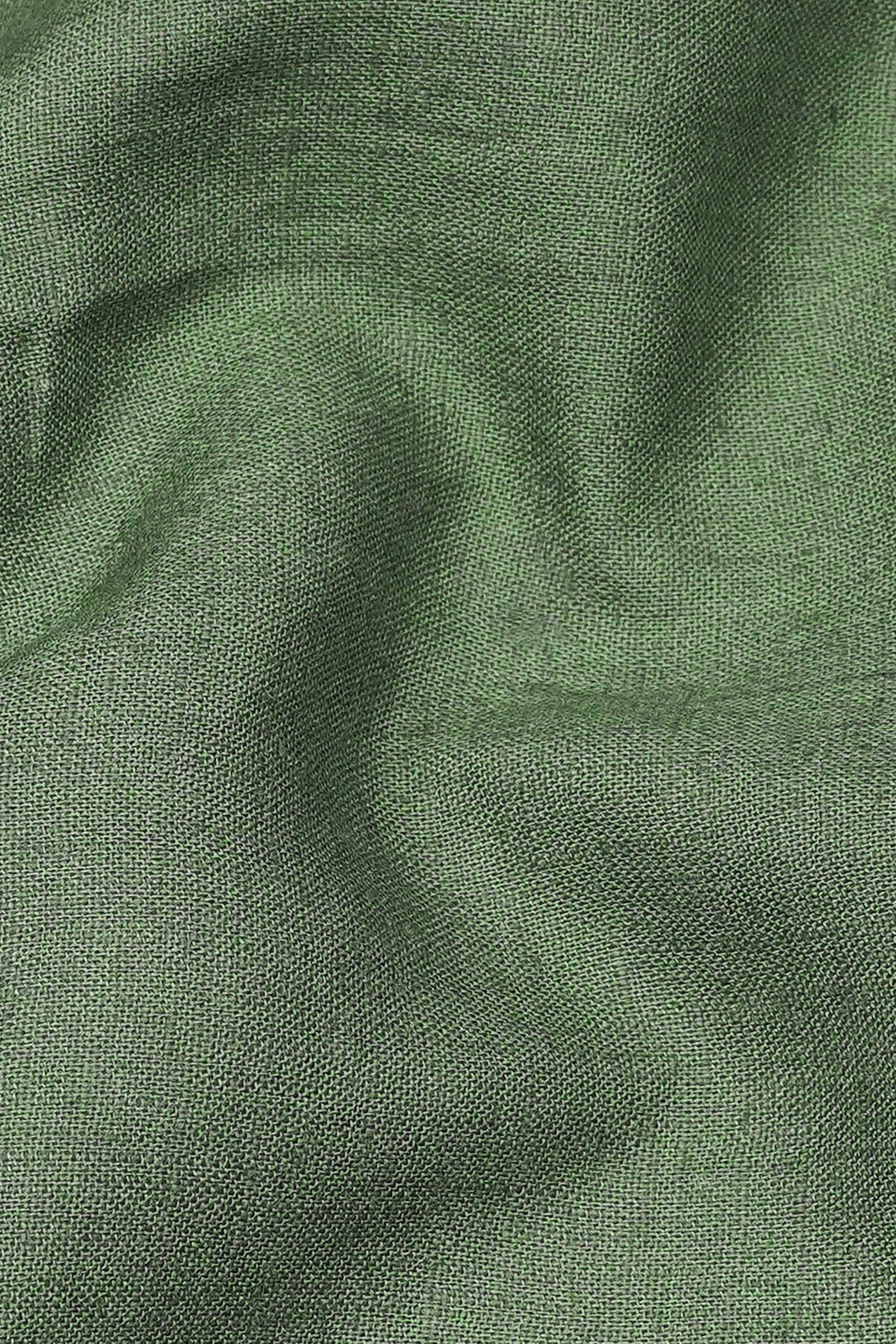 Finch Green Minion Hand Painted Luxurious Linen Designer Shirt