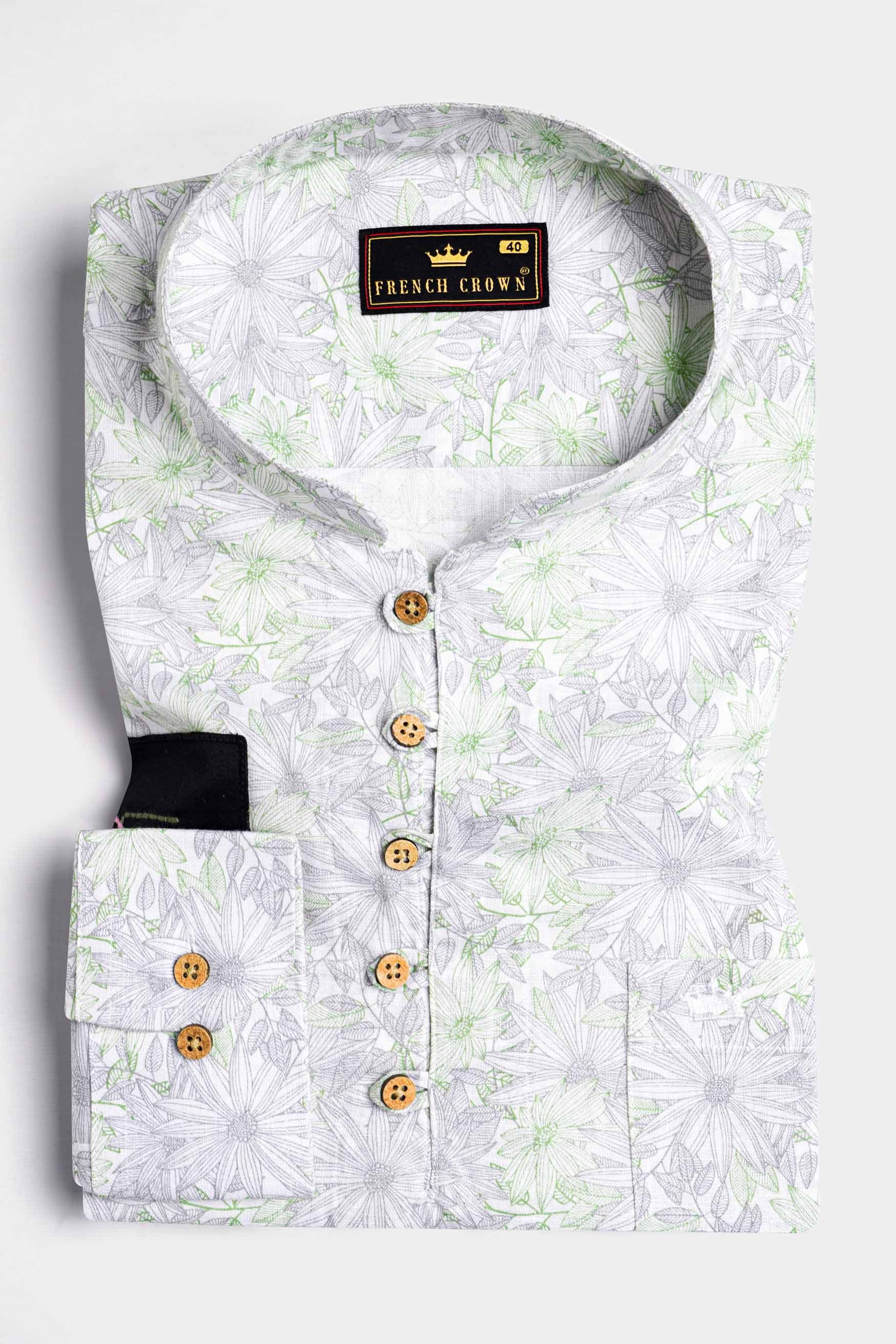 Bright White with Coriander Green and Chatelle Gray Patchwork Luxurious Linen Designer Kurta Shirt 7933-KS-E168-38, 7933-KS-E168-H-38, 7933-KS-E168-39, 7933-KS-E168-H-39, 7933-KS-E168-40, 7933-KS-E168-H-40, 7933-KS-E168-42, 7933-KS-E168-H-42, 7933-KS-E168-44, 7933-KS-E168-H-44, 7933-KS-E168-46, 7933-KS-E168-H-46, 7933-KS-E168-48, 7933-KS-E168-H-48, 7933-KS-E168-50, 7933-KS-E168-H-50, 7933-KS-E168-52, 7933-KS-E168-H-52