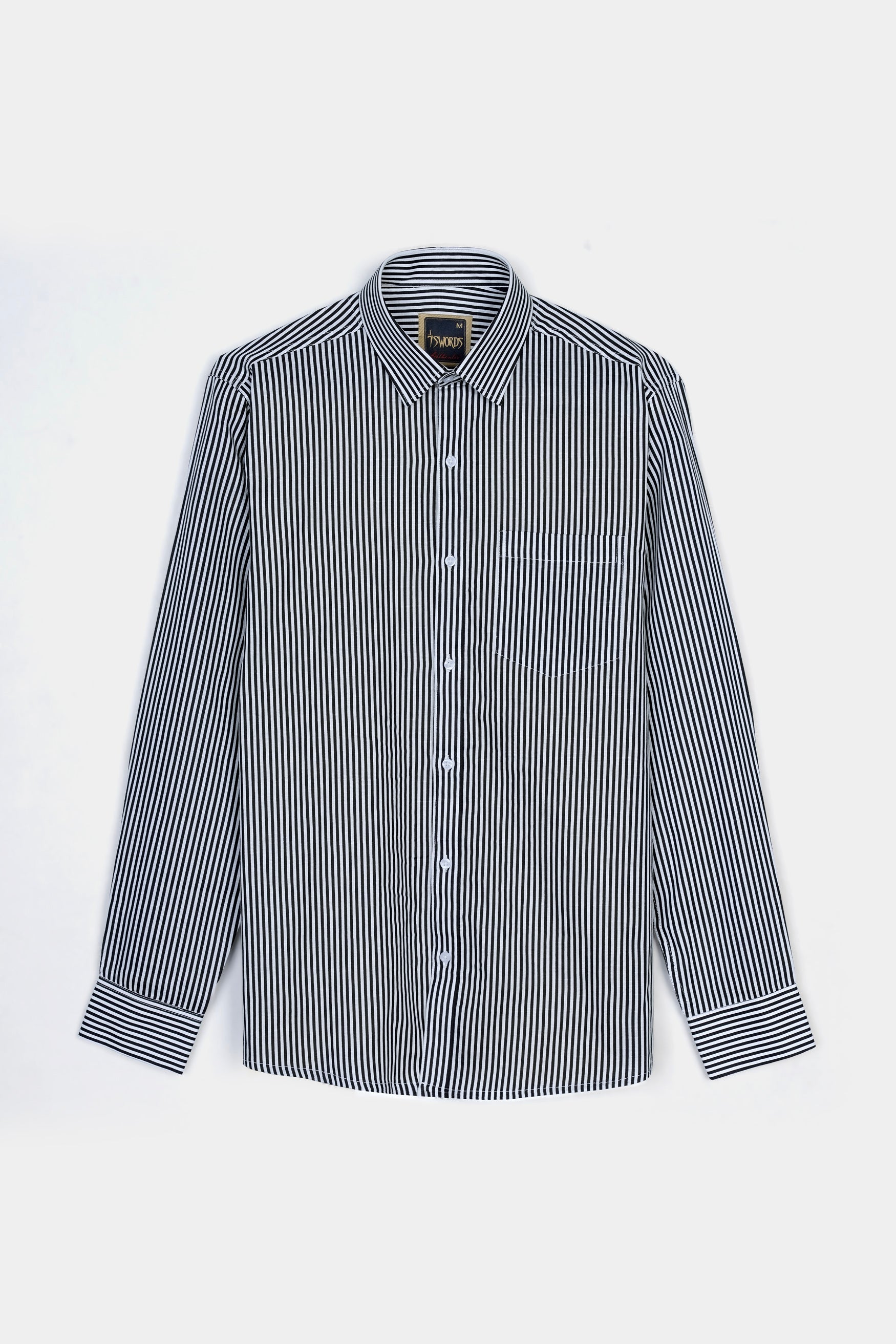 7swords-Bright White and Black Striped Premium Cotton Shirt 7S-101-38, 7S-101-H-38, 7S-101-39, 7S-101-H-39, 7S-101-40, 7S-101-H-40, 7S-101-42, 7S-101-H-42, 7S-101-44, 7S-101-H-44, 7S-101-46, 7S-101-H-46, 7S-101-48, 7S-101-H-48, 7S-101-50, 7S-101-H-50, 7S-101-52, 7S-101-H-52