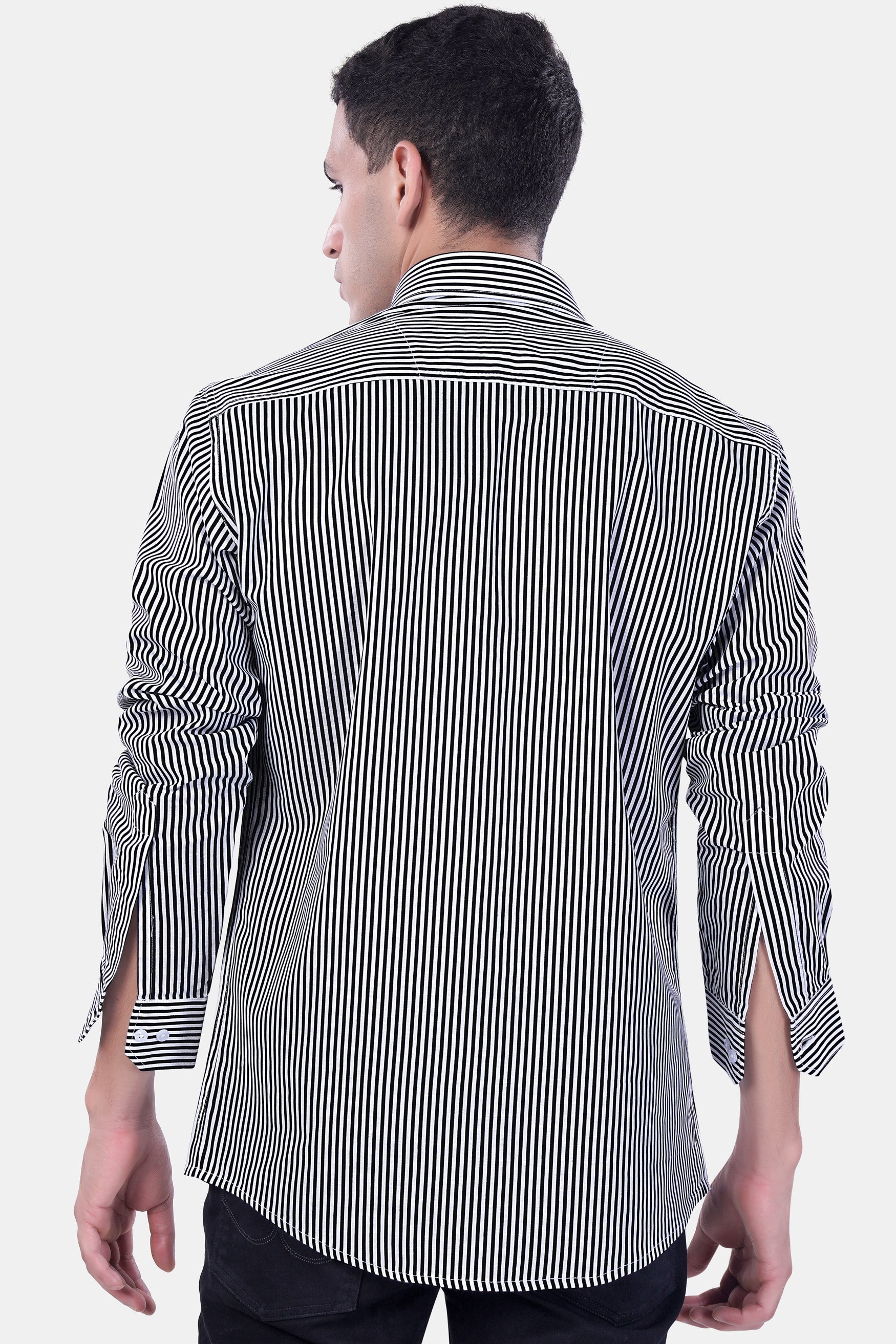 7swords-Bright White and Black Striped Premium Cotton Shirt 7S-101-38, 7S-101-H-38, 7S-101-39, 7S-101-H-39, 7S-101-40, 7S-101-H-40, 7S-101-42, 7S-101-H-42, 7S-101-44, 7S-101-H-44, 7S-101-46, 7S-101-H-46, 7S-101-48, 7S-101-H-48, 7S-101-50, 7S-101-H-50, 7S-101-52, 7S-101-H-52