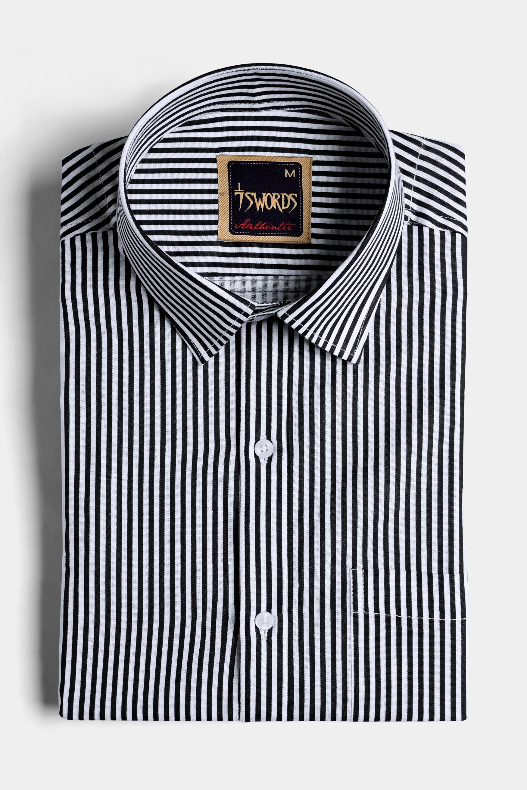 7swords-Bright White and Black Striped Premium Cotton Shirt 7S-101-38, 7S-101-H-38, 7S-101-39, 7S-101-H-39, 7S-101-40, 7S-101-H-40, 7S-101-42, 7S-101-H-42, 7S-101-44, 7S-101-H-44, 7S-101-46, 7S-101-H-46, 7S-101-48, 7S-101-H-48, 7S-101-50, 7S-101-H-50, 7S-101-52, 7S-101-H-52