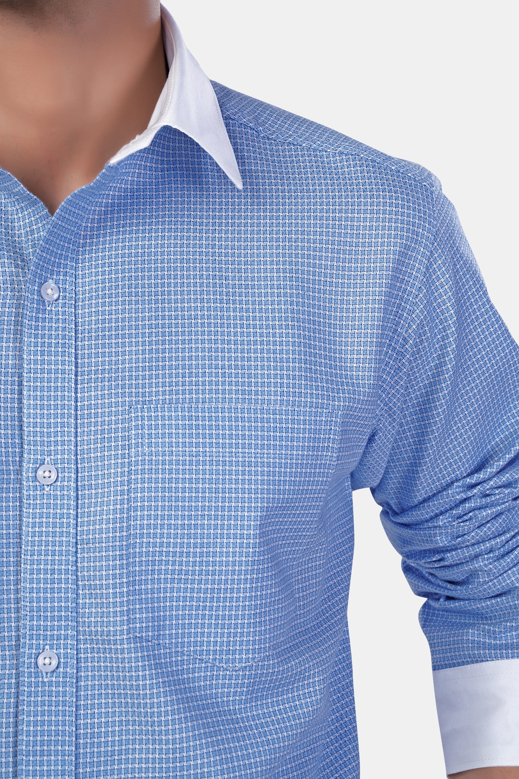 7swords-Koi Blue Checkered with White Cuffs and Collar Premium Cotton Shirt 7S-102-WCC-38, 7S-102-WCC-H-38, 7S-102-WCC-39, 7S-102-WCC-H-39, 7S-102-WCC-40, 7S-102-WCC-H-40, 7S-102-WCC-42, 7S-102-WCC-H-42, 7S-102-WCC-44, 7S-102-WCC-H-44, 7S-102-WCC-46, 7S-102-WCC-H-46, 7S-102-WCC-48, 7S-102-WCC-H-48, 7S-102-WCC-50, 7S-102-WCC-H-50, 7S-102-WCC-52, 7S-102-WCC-H-52