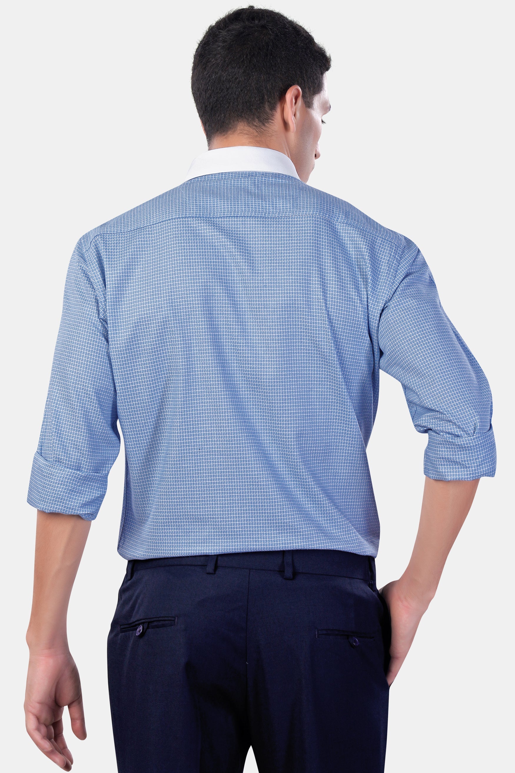 7swords-Koi Blue Checkered with White Cuffs and Collar Premium Cotton Shirt 7S-102-WCC-38, 7S-102-WCC-H-38, 7S-102-WCC-39, 7S-102-WCC-H-39, 7S-102-WCC-40, 7S-102-WCC-H-40, 7S-102-WCC-42, 7S-102-WCC-H-42, 7S-102-WCC-44, 7S-102-WCC-H-44, 7S-102-WCC-46, 7S-102-WCC-H-46, 7S-102-WCC-48, 7S-102-WCC-H-48, 7S-102-WCC-50, 7S-102-WCC-H-50, 7S-102-WCC-52, 7S-102-WCC-H-52