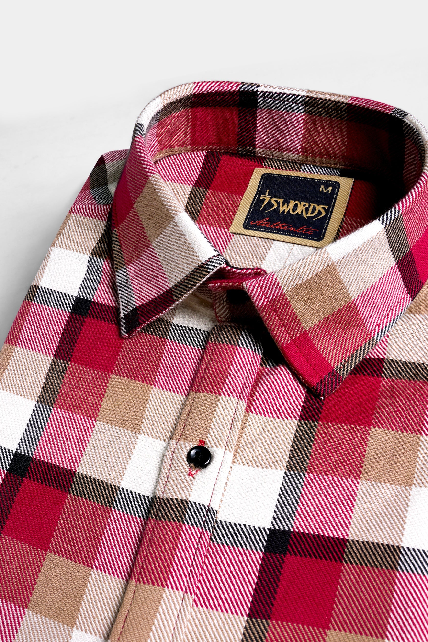 7swords-Carmine Red with Beaver Brown and White Plaid Premium Cotton Shirt 7S-103-BLK-38, 7S-103-BLK-H-38, 7S-103-BLK-39, 7S-103-BLK-H-39, 7S-103-BLK-40, 7S-103-BLK-H-40, 7S-103-BLK-42, 7S-103-BLK-H-42, 7S-103-BLK-44, 7S-103-BLK-H-44, 7S-103-BLK-46, 7S-103-BLK-H-46, 7S-103-BLK-48, 7S-103-BLK-H-48, 7S-103-BLK-50, 7S-103-BLK-H-50, 7S-103-BLK-52, 7S-103-BLK-H-52