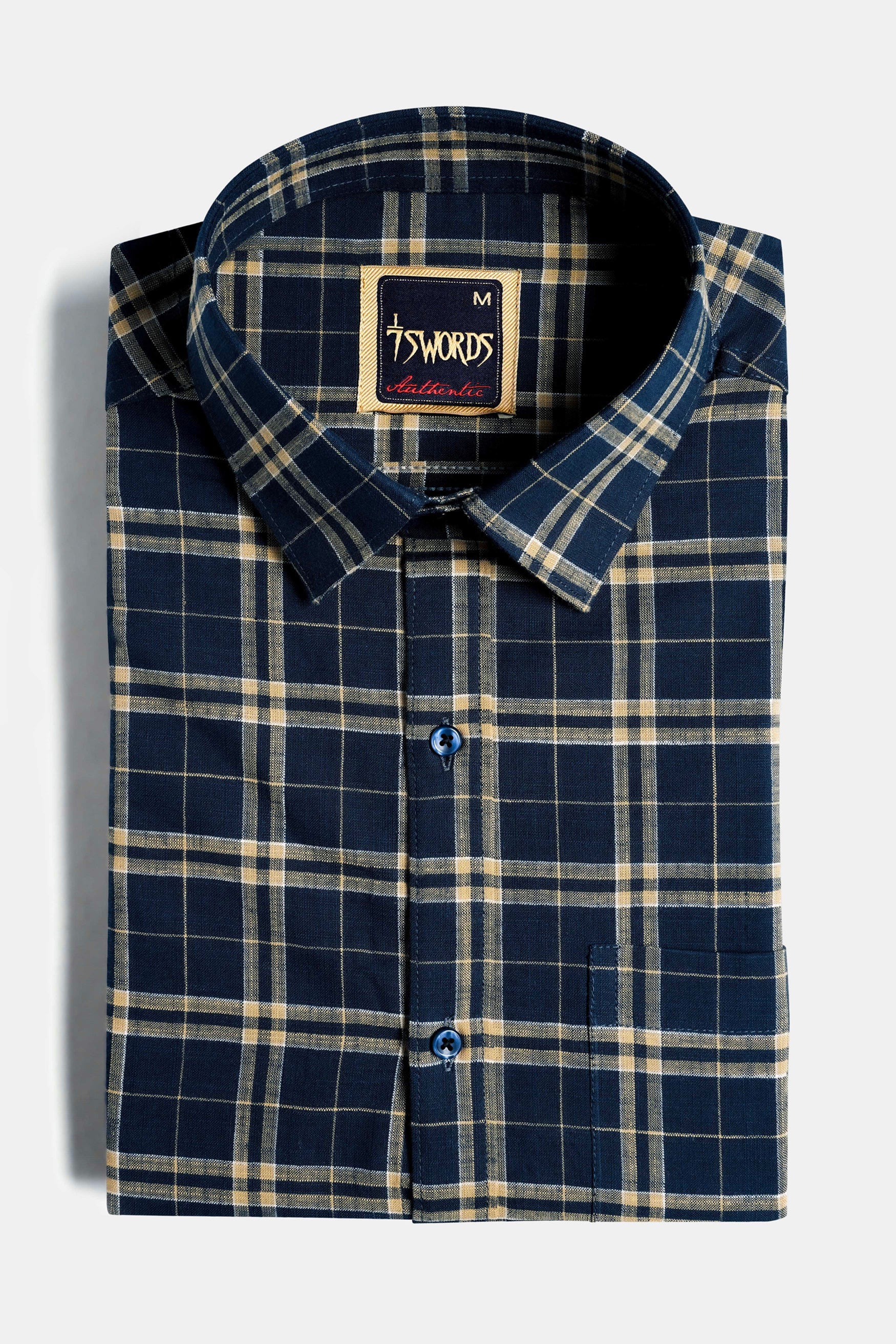 7swords-Firefly Blue and Fawn Brown Plaid Premium Cotton Shirt 7S-104-BLE-38, 7S-104-BLE-H-38, 7S-104-BLE-39, 7S-104-BLE-H-39, 7S-104-BLE-40, 7S-104-BLE-H-40, 7S-104-BLE-42, 7S-104-BLE-H-42, 7S-104-BLE-44, 7S-104-BLE-H-44, 7S-104-BLE-46, 7S-104-BLE-H-46, 7S-104-BLE-48, 7S-104-BLE-H-48, 7S-104-BLE-50, 7S-104-BLE-H-50, 7S-104-BLE-52, 7S-104-BLE-H-52