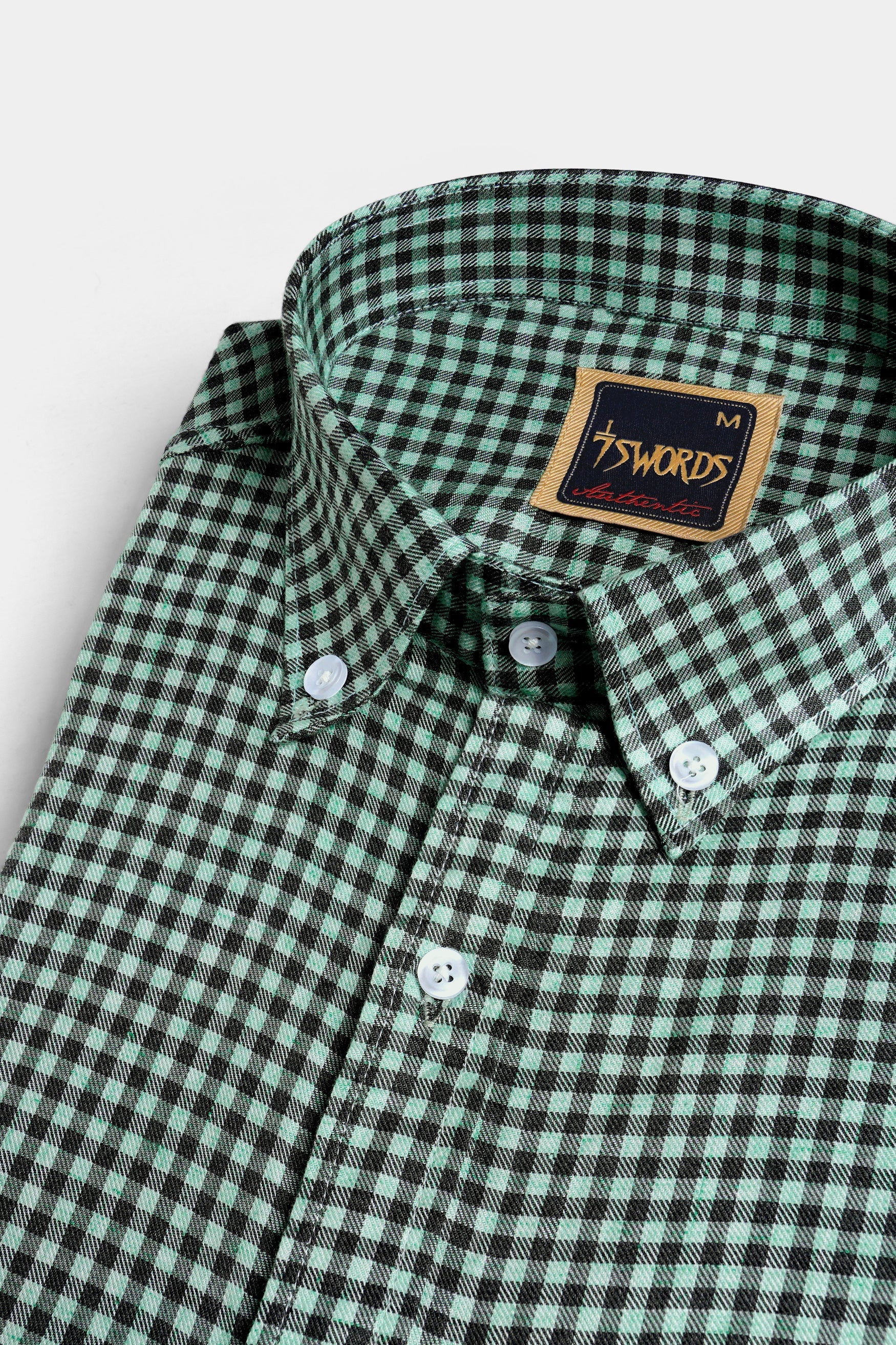 7swords-Cascade Green and Baltic Sea Blue Gingham Checkered Premium Cotton Button Down Shirt 7S-107-BD-38, 7S-107-BD-H-38, 7S-107-BD-39, 7S-107-BD-H-39, 7S-107-BD-40, 7S-107-BD-H-40, 7S-107-BD-42, 7S-107-BD-H-42, 7S-107-BD-44, 7S-107-BD-H-44, 7S-107-BD-46, 7S-107-BD-H-46, 7S-107-BD-48, 7S-107-BD-H-48, 7S-107-BD-50, 7S-107-BD-H-50, 7S-107-BD-52, 7S-107-BD-H-52