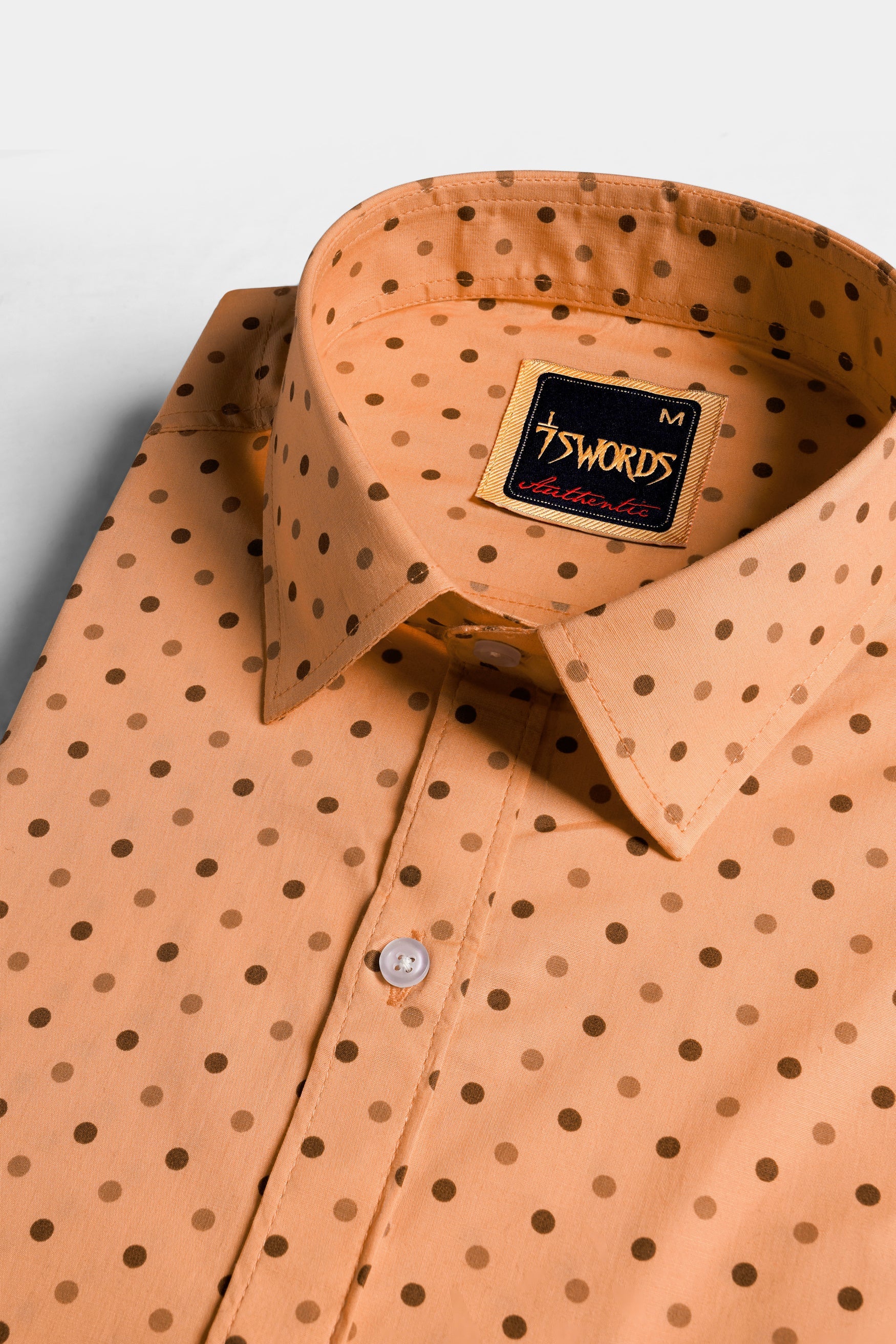 7swords-Apricot Brown with Sepia Brown Dotted Premium Cotton Shirt 7S-119-38, 7S-119-H-38, 7S-119-39, 7S-119-H-39, 7S-119-40, 7S-119-H-40, 7S-119-42, 7S-119-H-42, 7S-119-44, 7S-119-H-44, 7S-119-46, 7S-119-H-46, 7S-119-48, 7S-119-H-48, 7S-119-50, 7S-119-H-50, 7S-119-52, 7S-119-H-52
