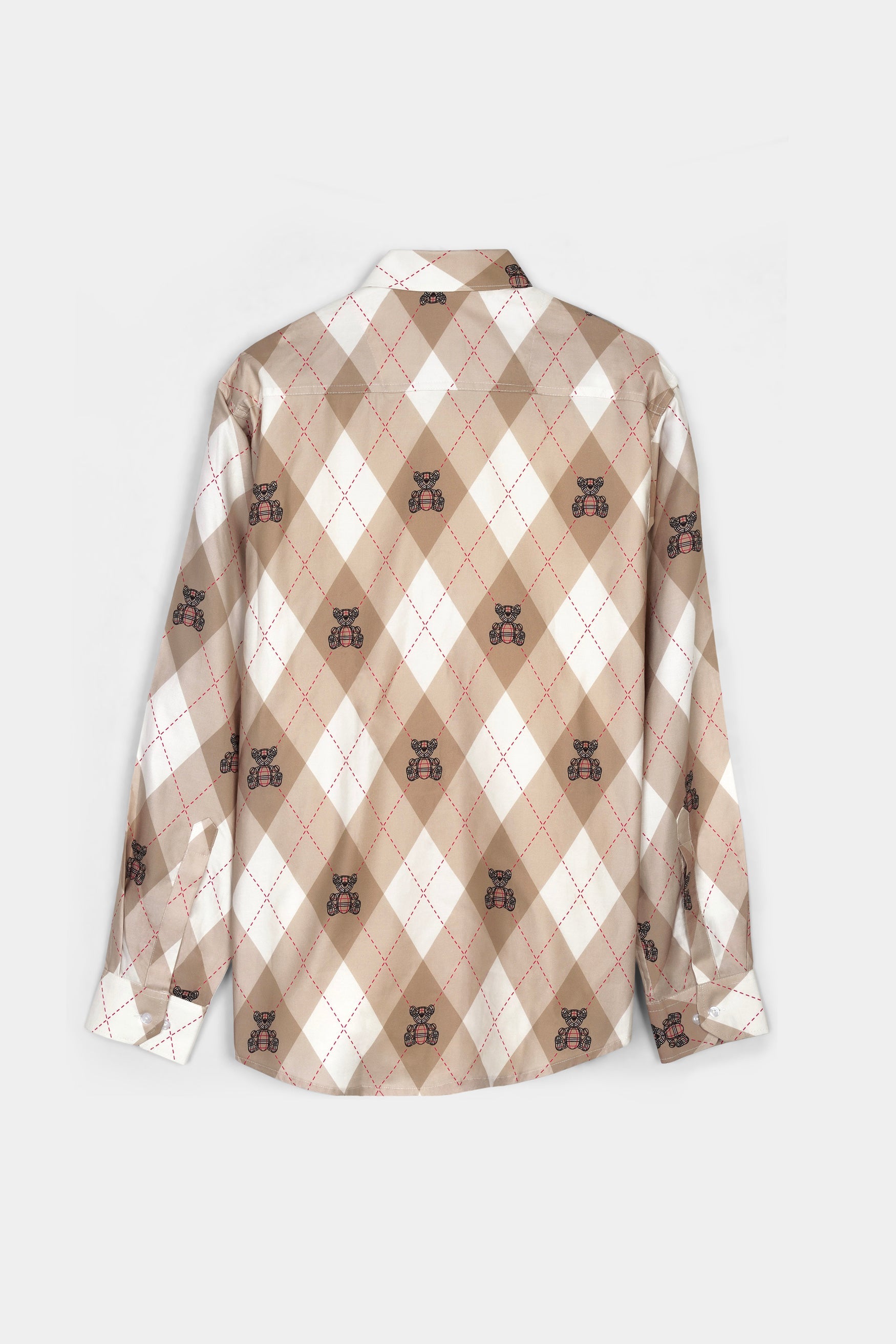 7swords-Beaver Brown and White Geometric with Teddy Bear Printed Premium Cotton Shirt 7S-120-38, 7S-120-H-38, 7S-120-39, 7S-120-H-39, 7S-120-40, 7S-120-H-40, 7S-120-42, 7S-120-H-42, 7S-120-44, 7S-120-H-44, 7S-120-46, 7S-120-H-46, 7S-120-48, 7S-120-H-48, 7S-120-50, 7S-120-H-50, 7S-120-52, 7S-120-H-52