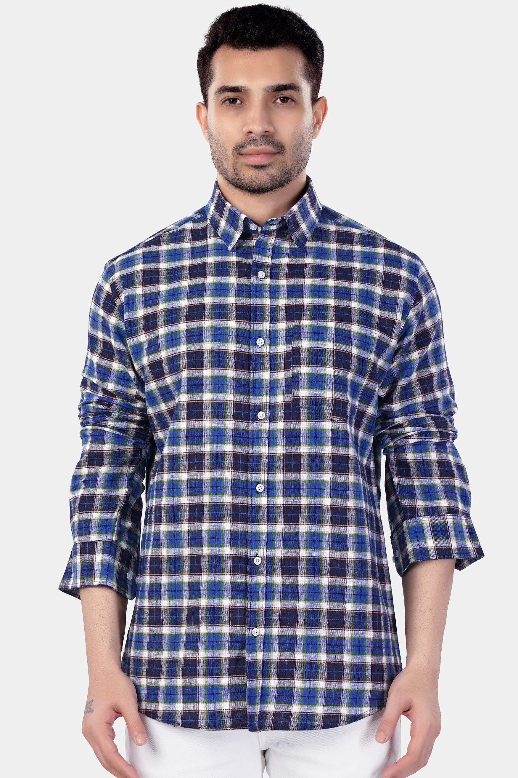 7swords-Haiti Blue with Azure Blue and White Plaid Premium Cotton Shirt 7S-123-38, 7S-123-H-38, 7S-123-39, 7S-123-H-39, 7S-123-40, 7S-123-H-40, 7S-123-42, 7S-123-H-42, 7S-123-44, 7S-123-H-44, 7S-123-46, 7S-123-H-46, 7S-123-48, 7S-123-H-48, 7S-123-50, 7S-123-H-50, 7S-123-52, 7S-123-H-52