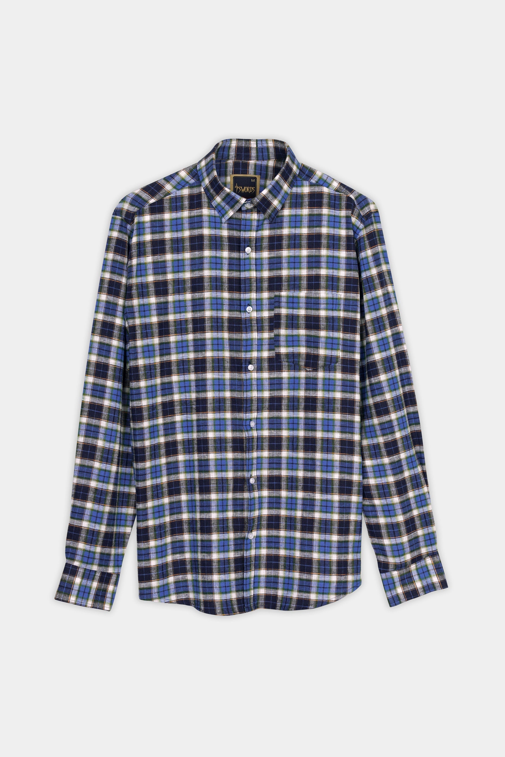 7swords-Haiti Blue with Azure Blue and White Plaid Premium Cotton Shirt 7S-123-38, 7S-123-H-38, 7S-123-39, 7S-123-H-39, 7S-123-40, 7S-123-H-40, 7S-123-42, 7S-123-H-42, 7S-123-44, 7S-123-H-44, 7S-123-46, 7S-123-H-46, 7S-123-48, 7S-123-H-48, 7S-123-50, 7S-123-H-50, 7S-123-52, 7S-123-H-52