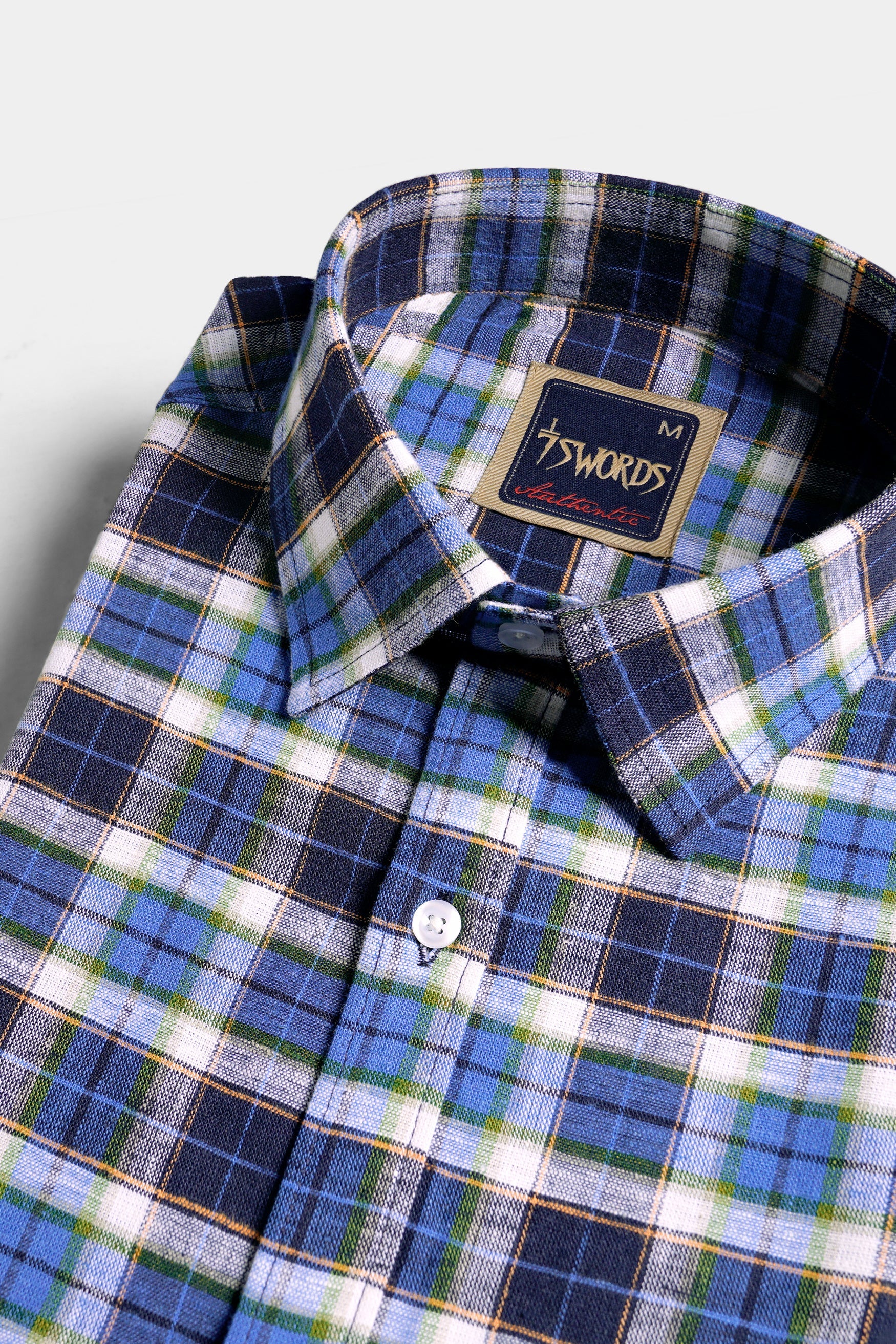 7swords-Haiti Blue with Azure Blue and White Plaid Premium Cotton Shirt 7S-123-38, 7S-123-H-38, 7S-123-39, 7S-123-H-39, 7S-123-40, 7S-123-H-40, 7S-123-42, 7S-123-H-42, 7S-123-44, 7S-123-H-44, 7S-123-46, 7S-123-H-46, 7S-123-48, 7S-123-H-48, 7S-123-50, 7S-123-H-50, 7S-123-52, 7S-123-H-52
