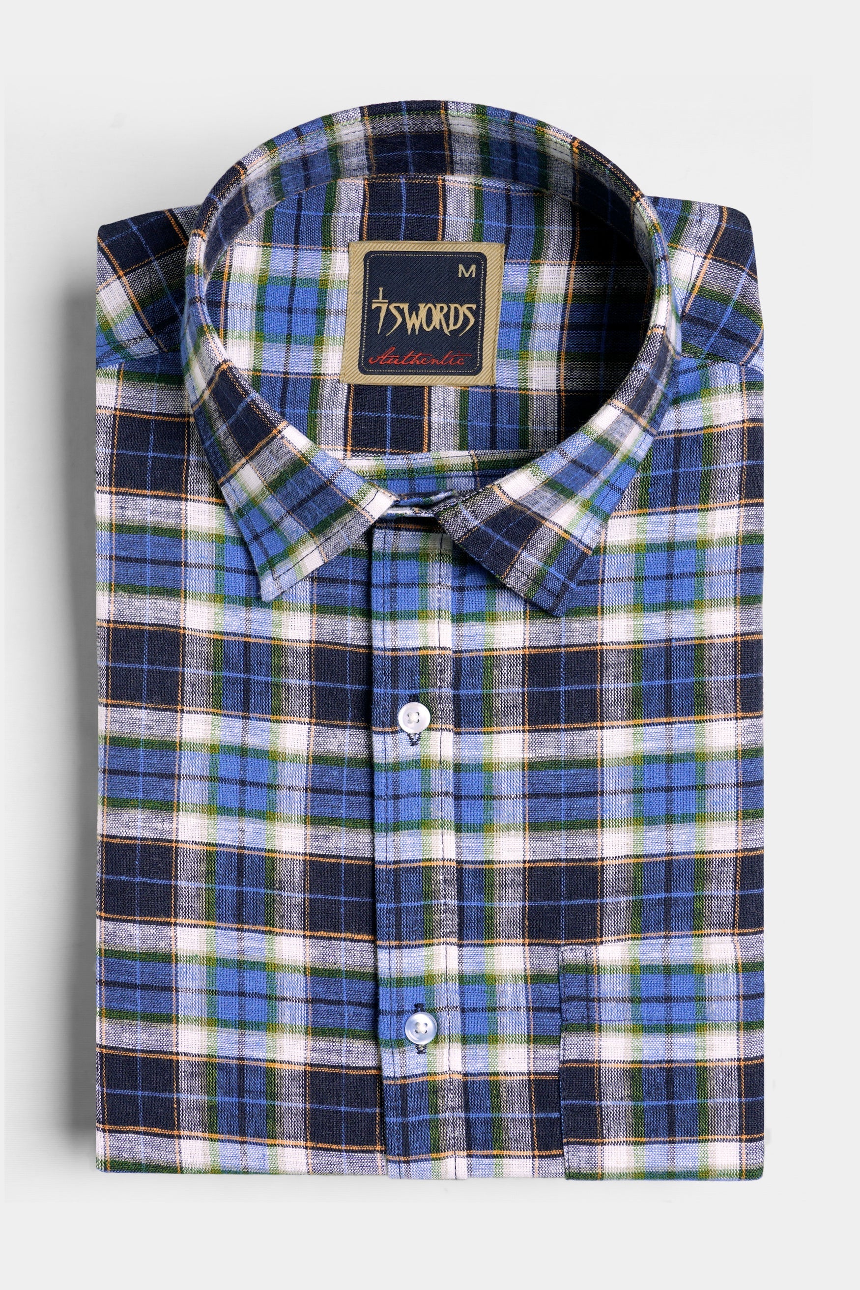 7swords-Haiti Blue with Azure Blue and White Plaid Premium Cotton Shirt 7S-123-38, 7S-123-H-38, 7S-123-39, 7S-123-H-39, 7S-123-40, 7S-123-H-40, 7S-123-42, 7S-123-H-42, 7S-123-44, 7S-123-H-44, 7S-123-46, 7S-123-H-46, 7S-123-48, 7S-123-H-48, 7S-123-50, 7S-123-H-50, 7S-123-52, 7S-123-H-52