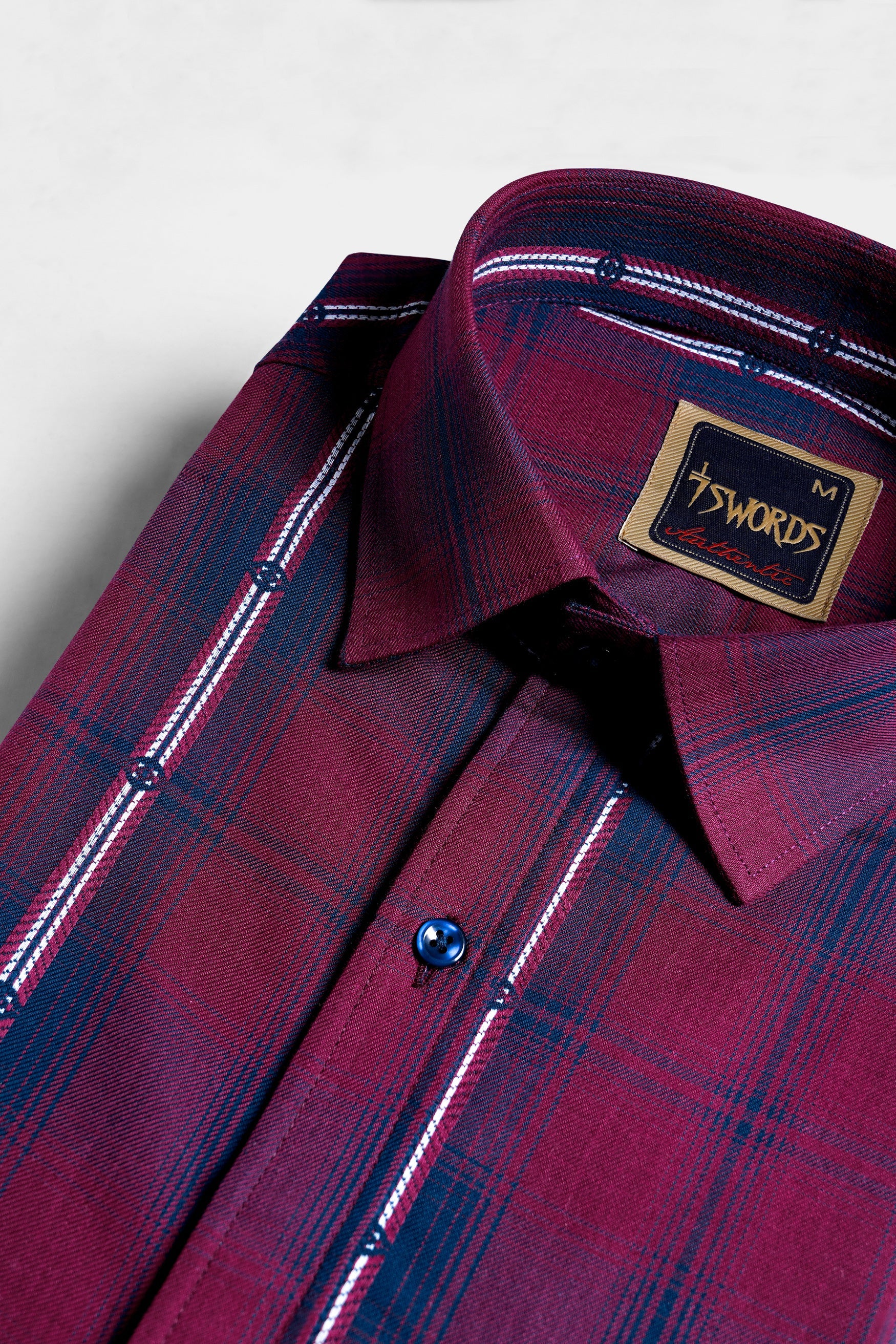 7swords-Pansy Maroon and Ebony Clay Blue Plaid Premium Cotton Shirt 7S-126-BLE-38, 7S-126-BLE-H-38, 7S-126-BLE-39, 7S-126-BLE-H-39, 7S-126-BLE-40, 7S-126-BLE-H-40, 7S-126-BLE-42, 7S-126-BLE-H-42, 7S-126-BLE-44, 7S-126-BLE-H-44, 7S-126-BLE-46, 7S-126-BLE-H-46, 7S-126-BLE-48, 7S-126-BLE-H-48, 7S-126-BLE-50, 7S-126-BLE-H-50, 7S-126-BLE-52, 7S-126-BLE-H-52