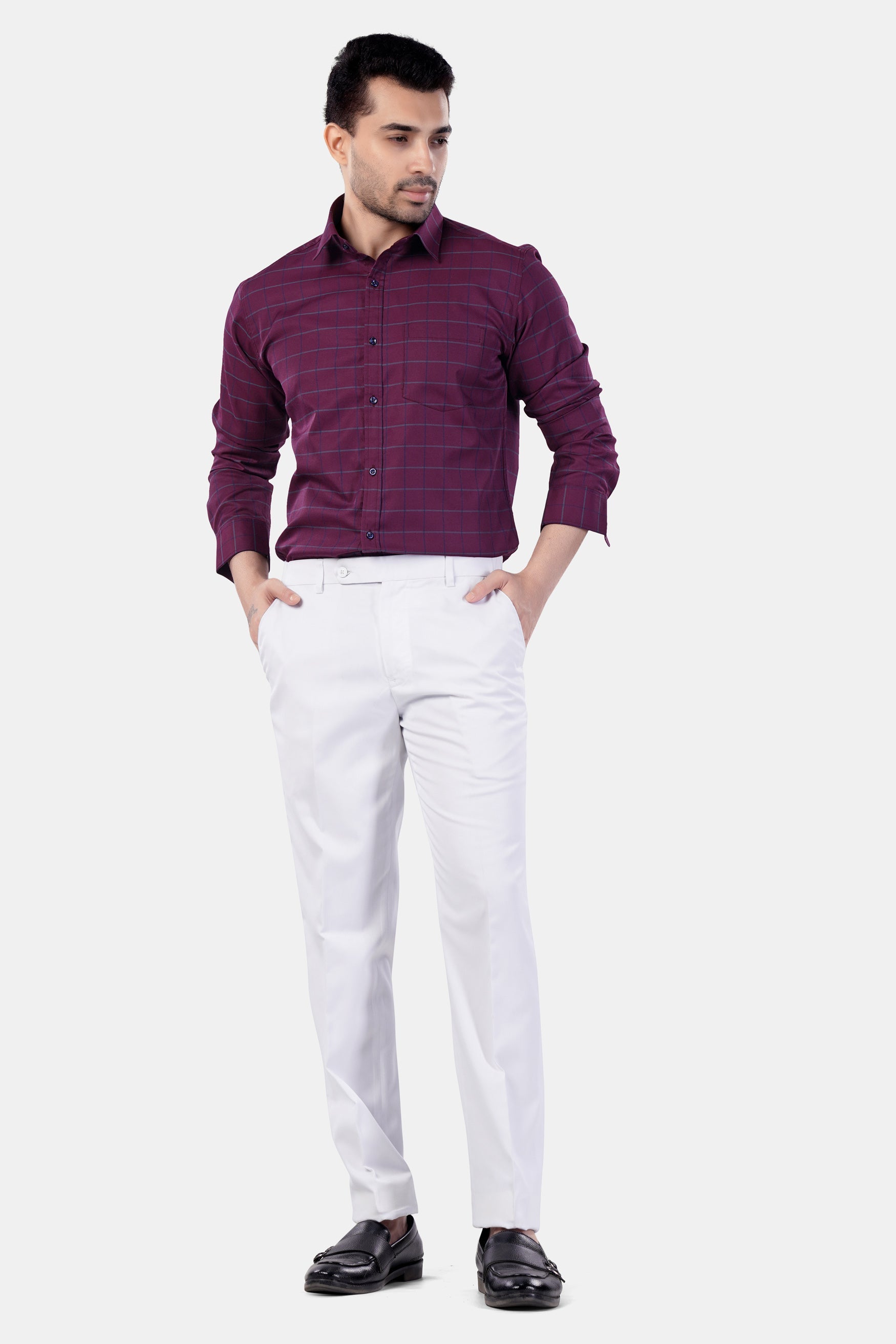 7swords-Palatinate Burgundy and Slate Gray Windowpane Premium Cotton Shirt 7S-132-BLE-38, 7S-132-BLE-H-38, 7S-132-BLE-39, 7S-132-BLE-H-39, 7S-132-BLE-40, 7S-132-BLE-H-40, 7S-132-BLE-42, 7S-132-BLE-H-42, 7S-132-BLE-44, 7S-132-BLE-H-44, 7S-132-BLE-46, 7S-132-BLE-H-46, 7S-132-BLE-48, 7S-132-BLE-H-48, 7S-132-BLE-50, 7S-132-BLE-H-50, 7S-132-BLE-52, 7S-132-BLE-H-52