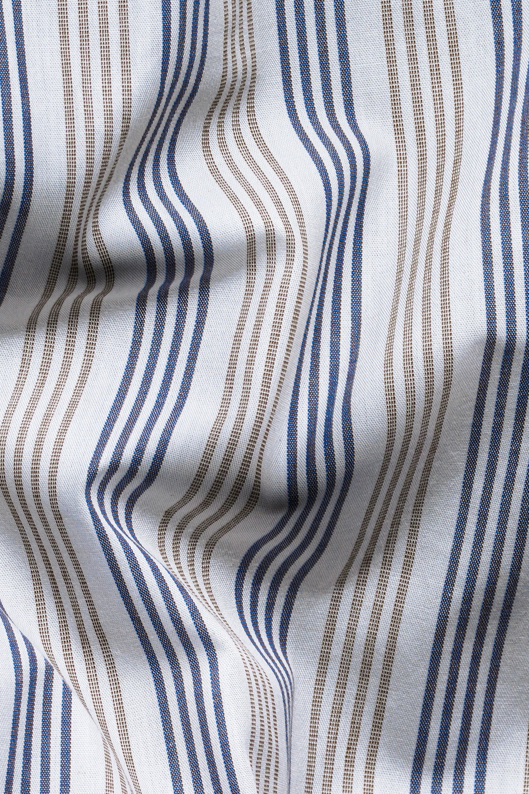 7swords-Bright White with Vanilla Brown and Fiord Blue Striped Premium Cotton Shirt 7S-137-38, 7S-137-39, 7S-137-40, 7S-137-42