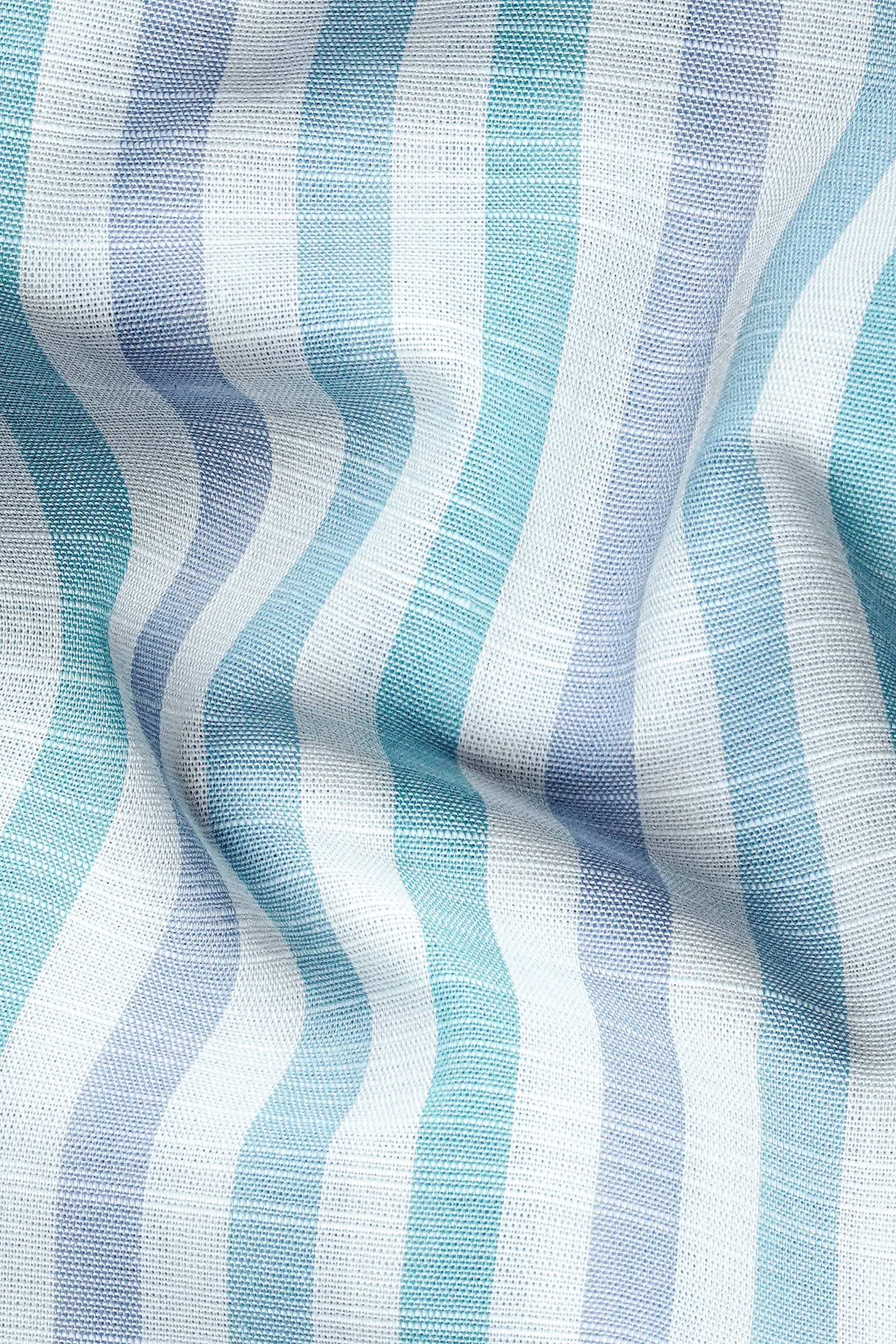 7swords-Bright White with Cascade Green and Yonder Blue Striped Premium Cotton Shirt 7S-139-M-38, 7S-139-M-39, 7S-139-M-40, 7S-139-M-42