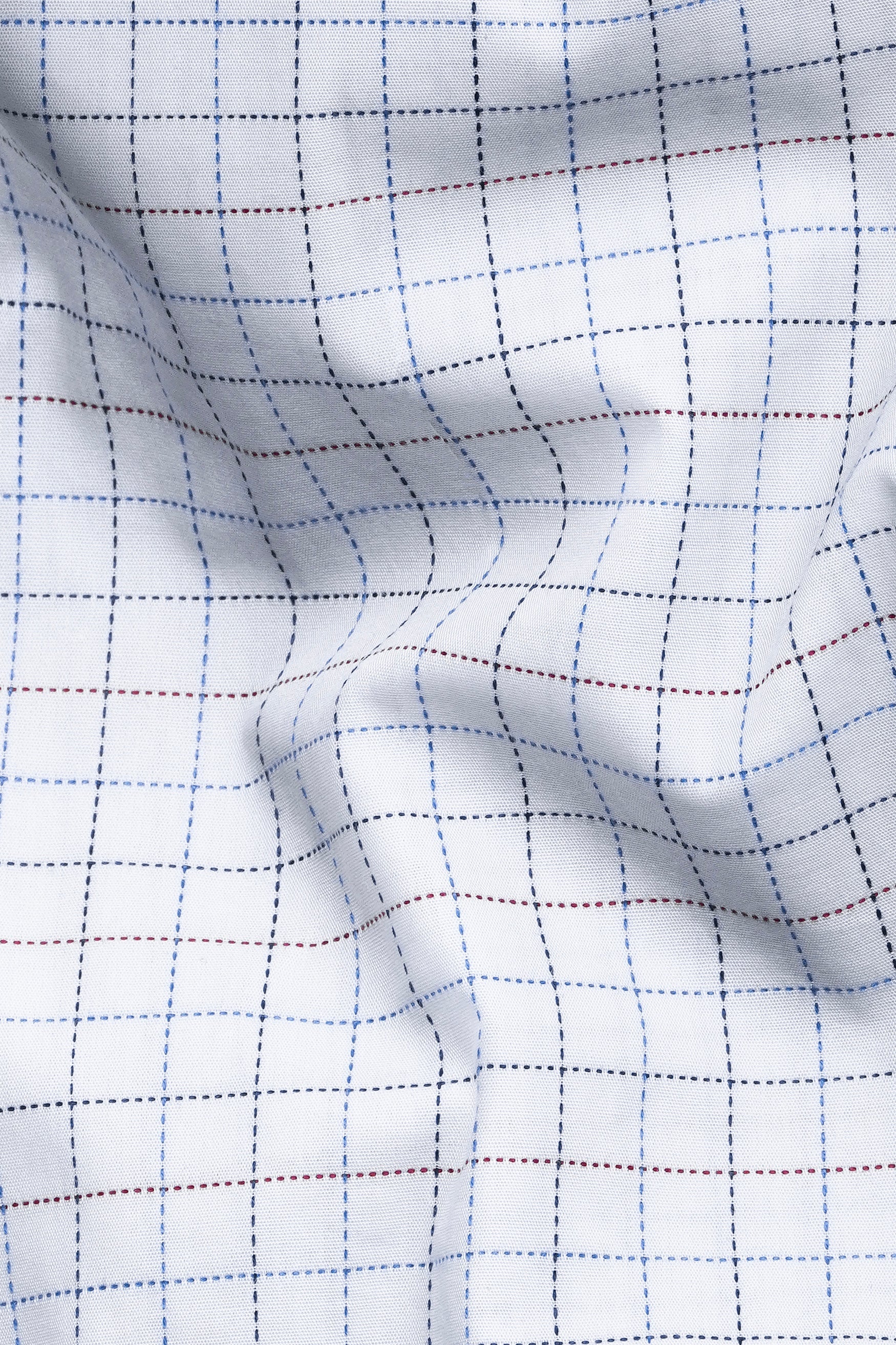 7swords-Bright White with Camelot Maroon and Mantique Blue Checkered Premium Cotton Shirt 7S-140-38, 7S-140-39, 7S-140-40, 7S-140-42
